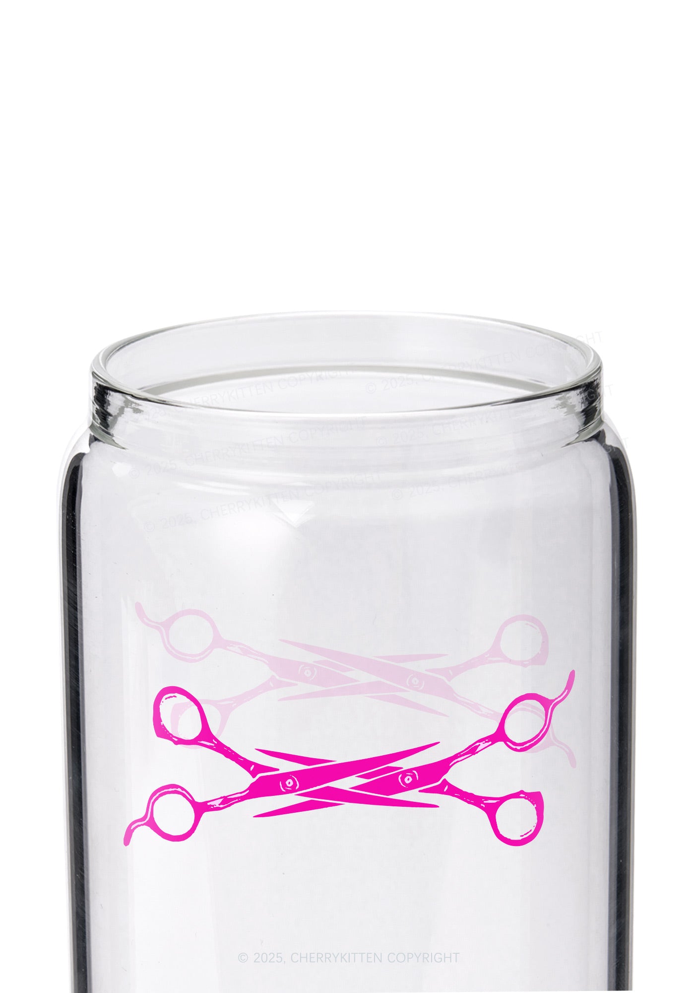 Pink Scissor Pride Y2K Printed Glass Cup Cherrykitten