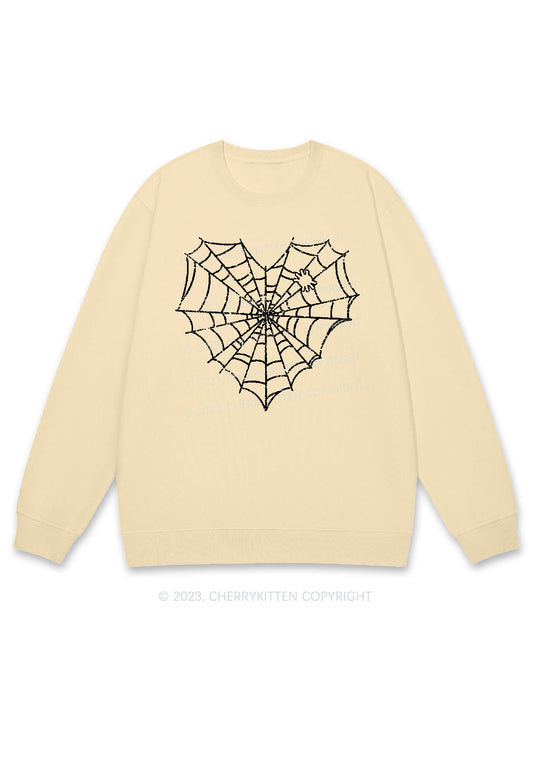 Halloween Heart Shaped Spider Web Y2K Sweatshirt Cherrykitten