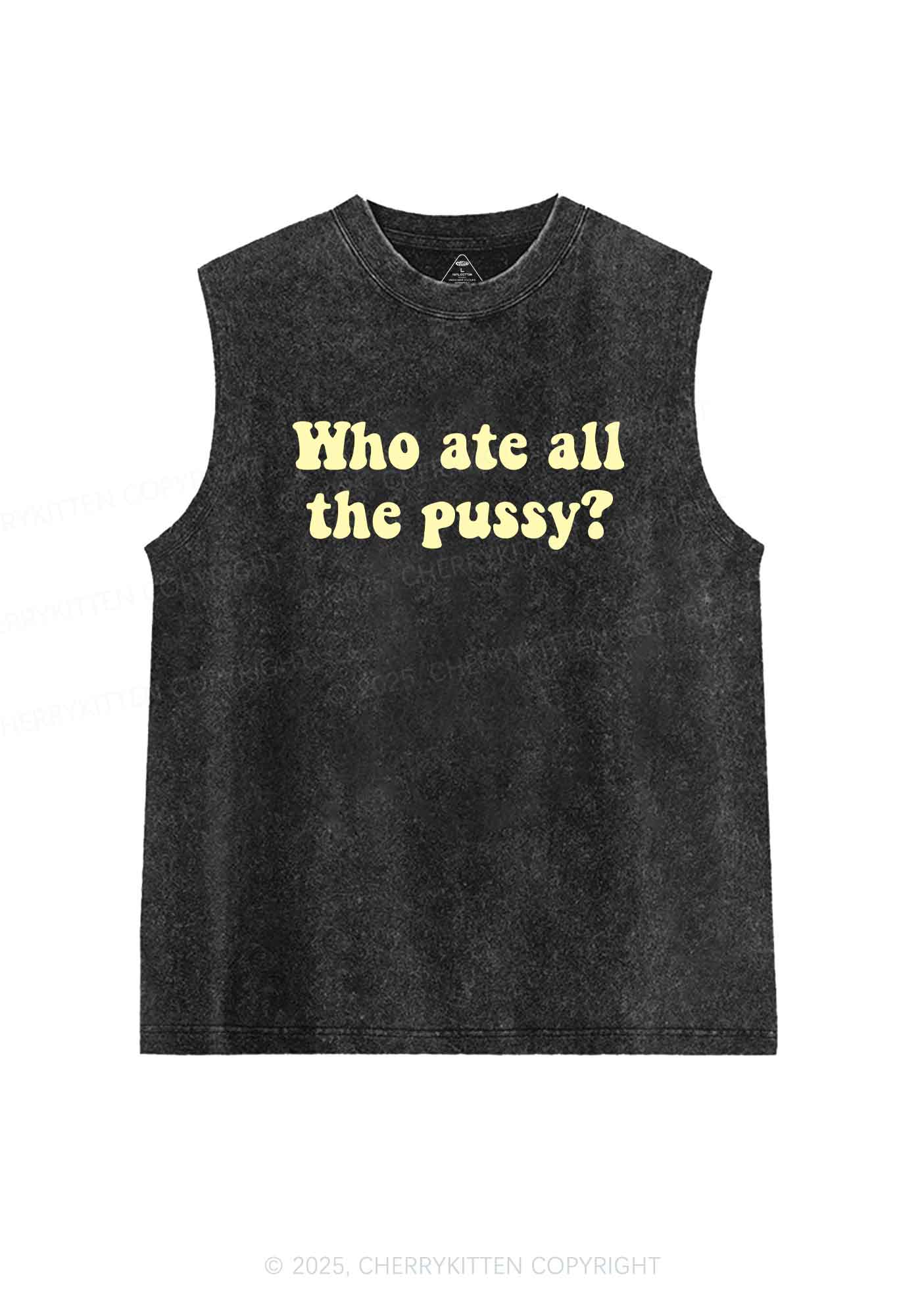Who Ate All Puxxy Y2K Washed Muscle Tank Cherrykitten