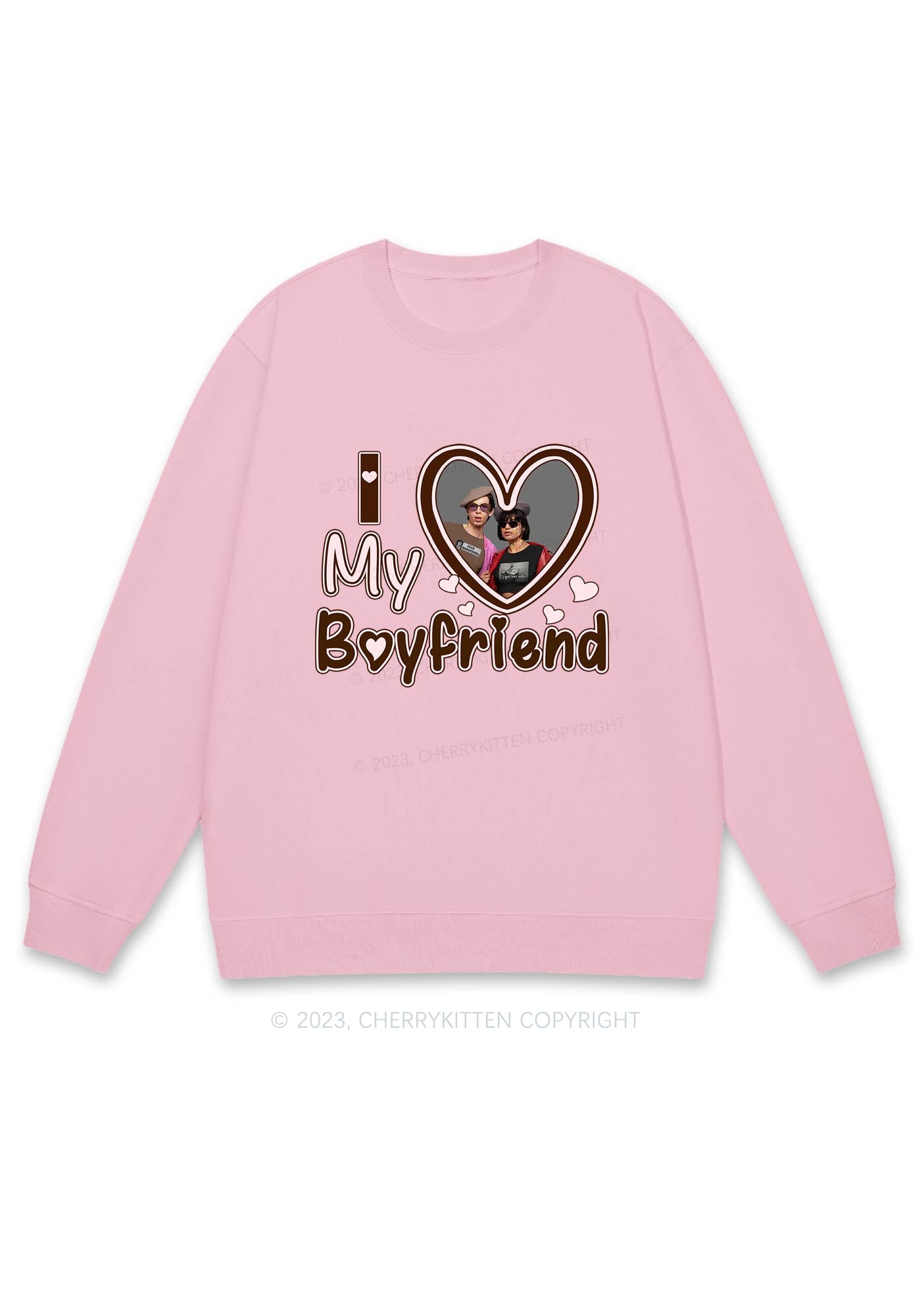 Custom BF&GF Photo Brown Heart Y2K Sweatshirt Cherrykitten