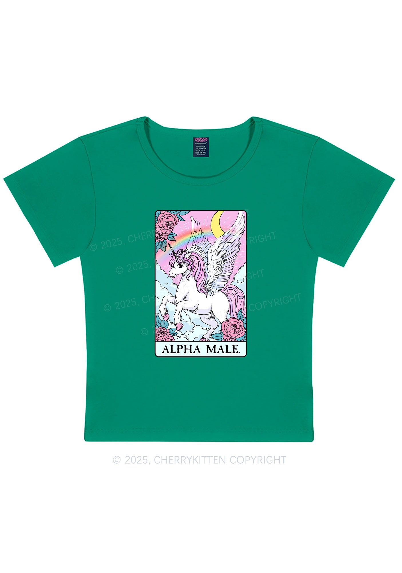 Rose Unicorn Alpha Male Y2K Baby Tee Cherrykitten