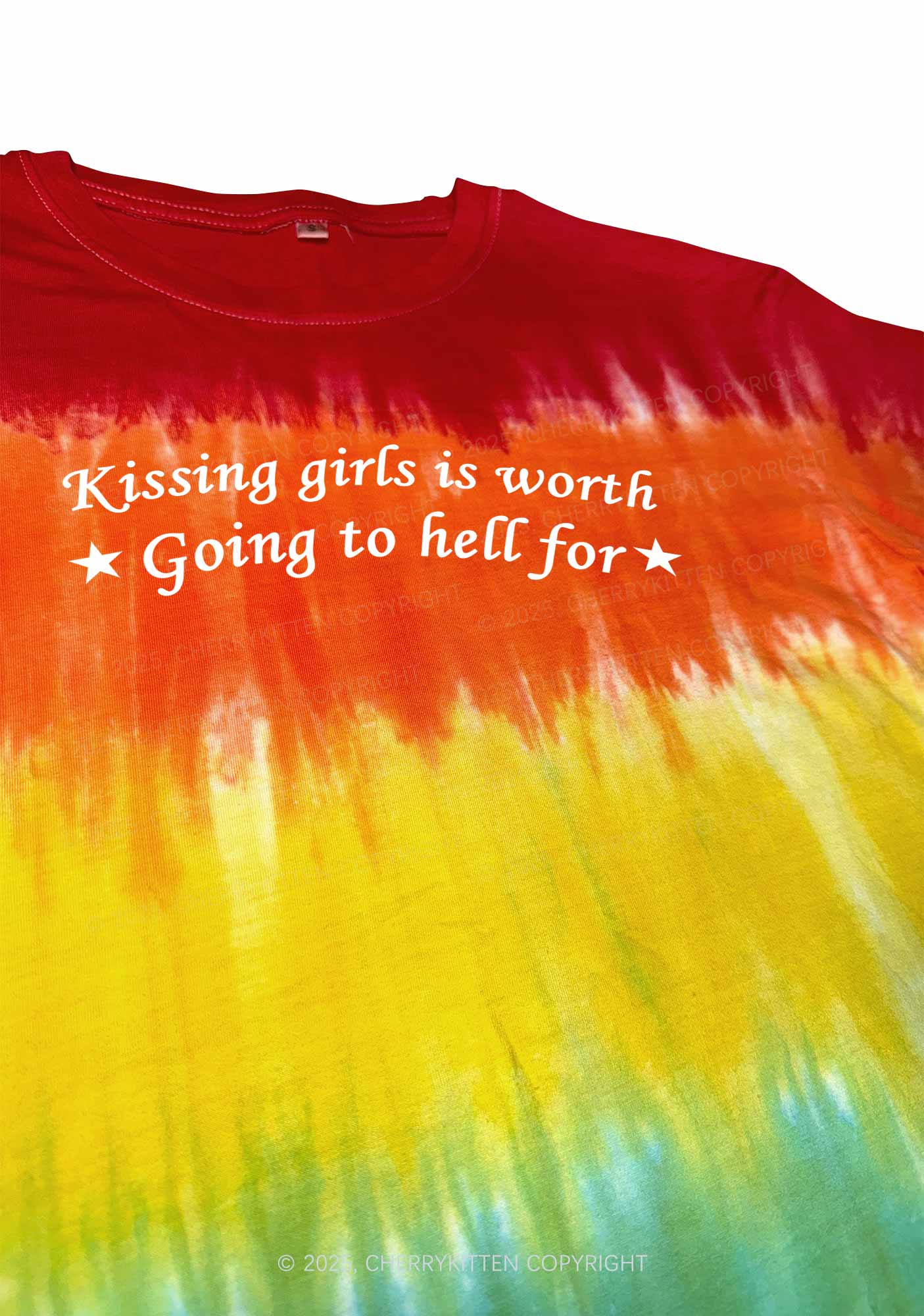 Kissing Girls is Worth Y2K Tie Dye Shirts Cherrykitten