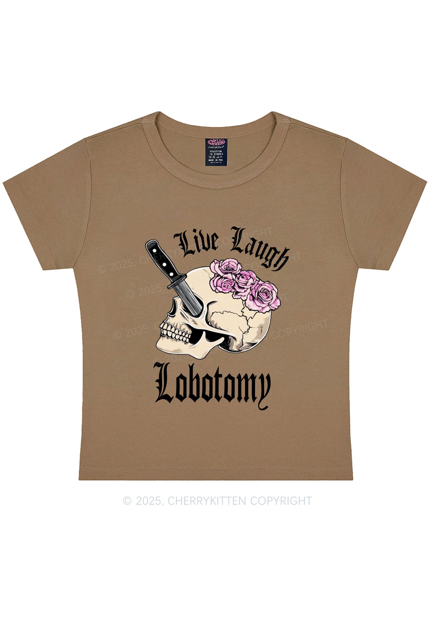Live Laugh Lobotomy Skull Y2K Baby Tee Cherrykitten