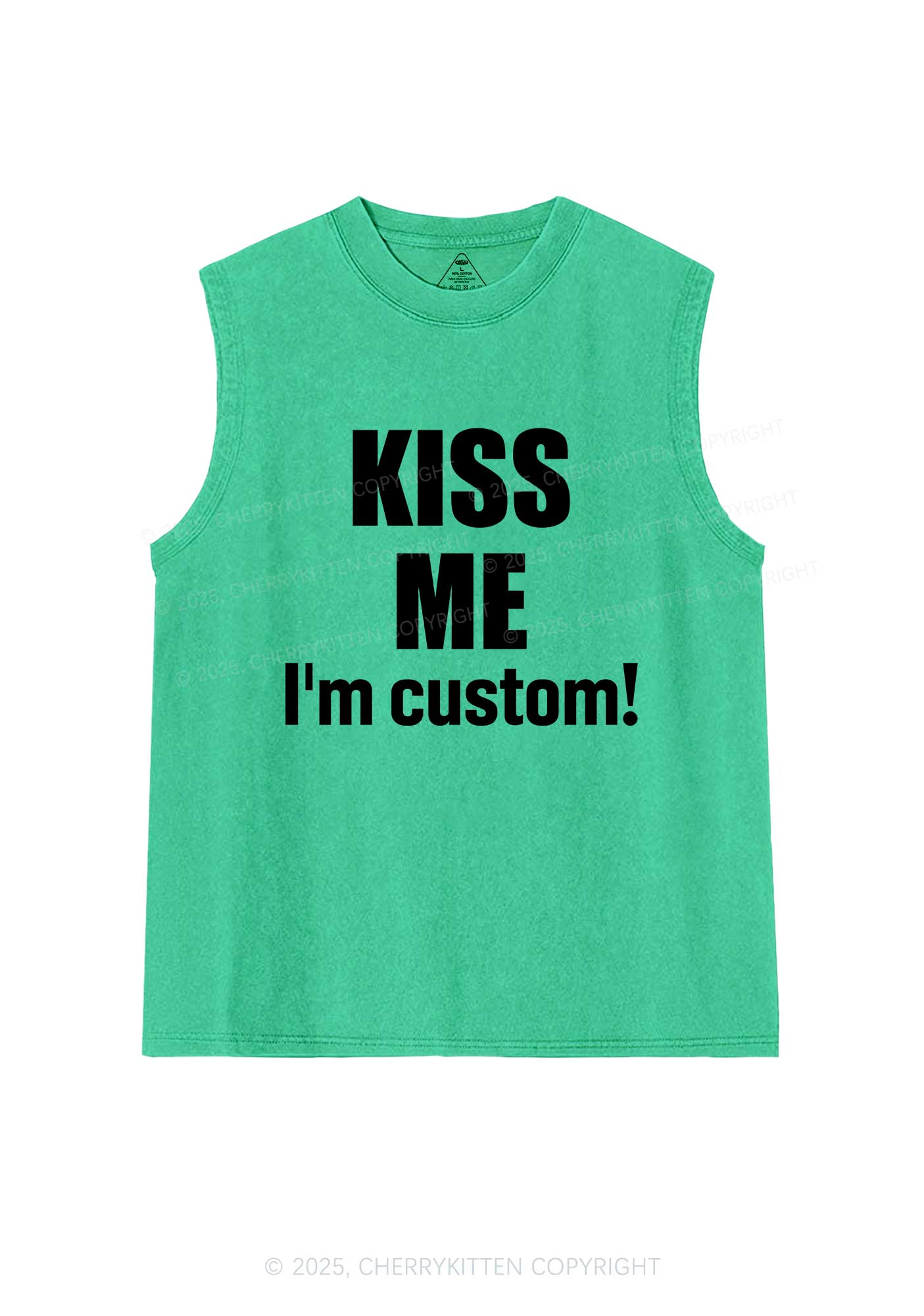 Kiss Me Im Custom Y2K Washed Muscle Tank Cherrykitten