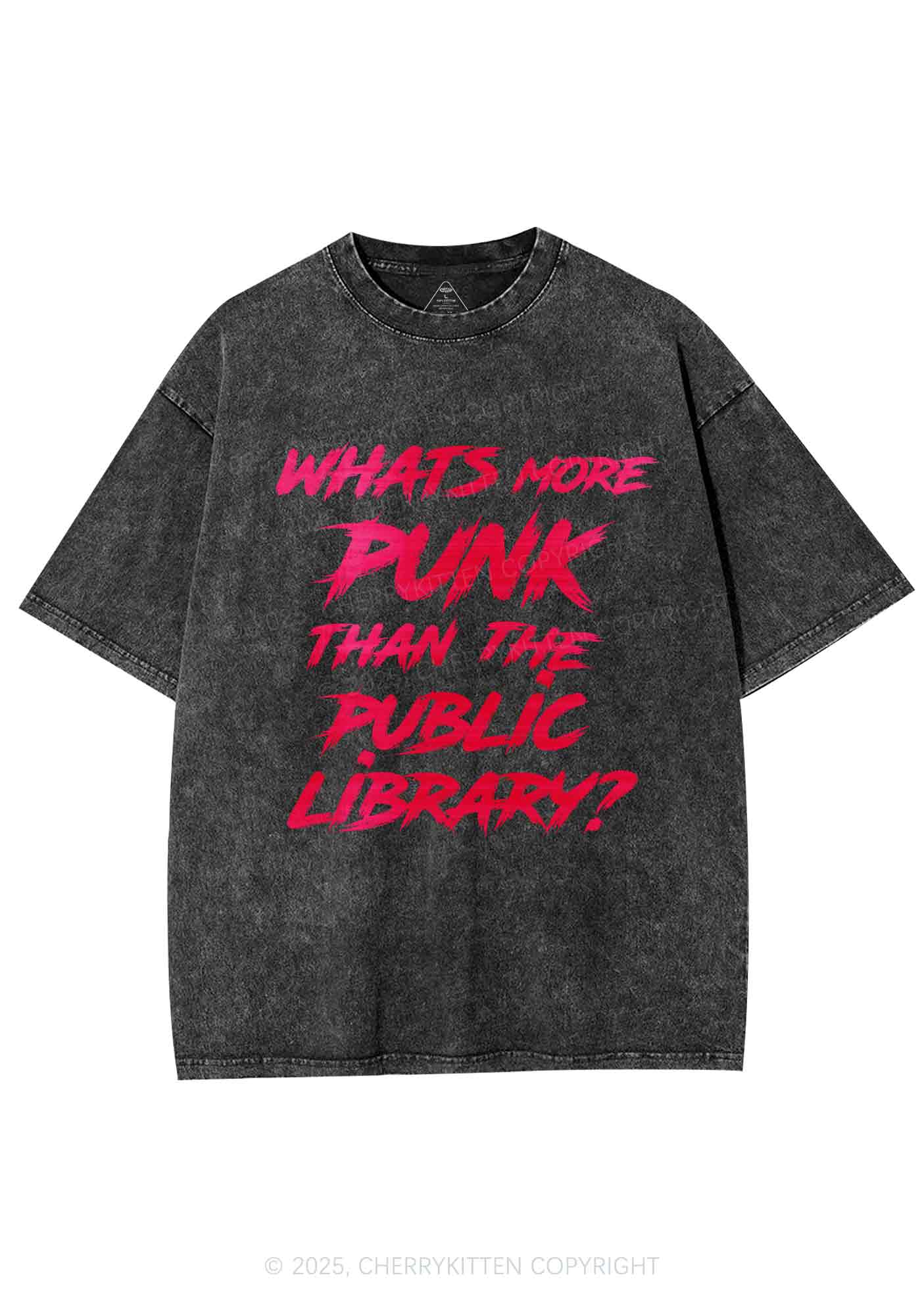 Punk Than Public Library Y2K Shirts Washed Tee Cherrykitten
