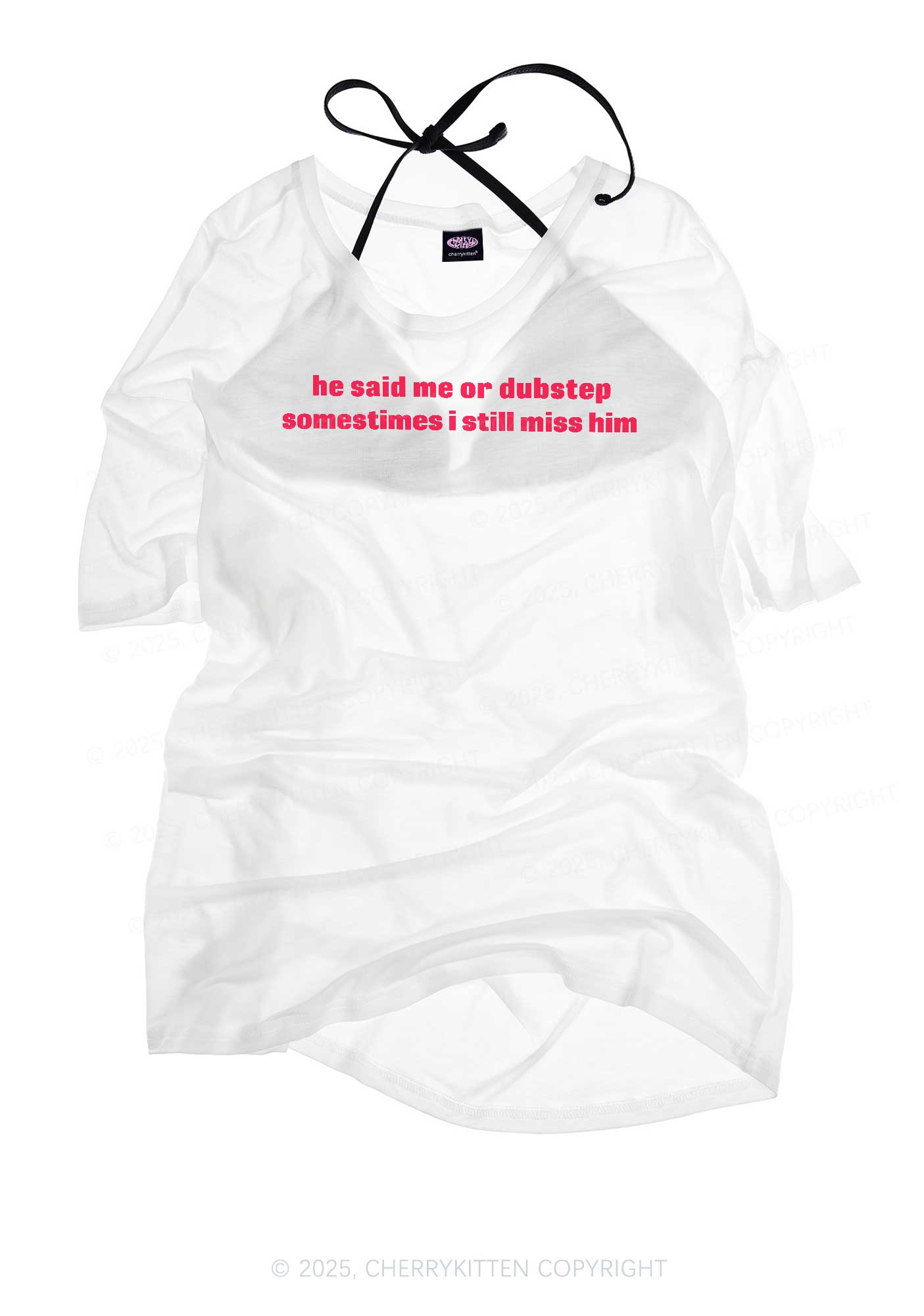 He Said Dubstep Y2K Sheer Boyfriend Tee Cherrykitten