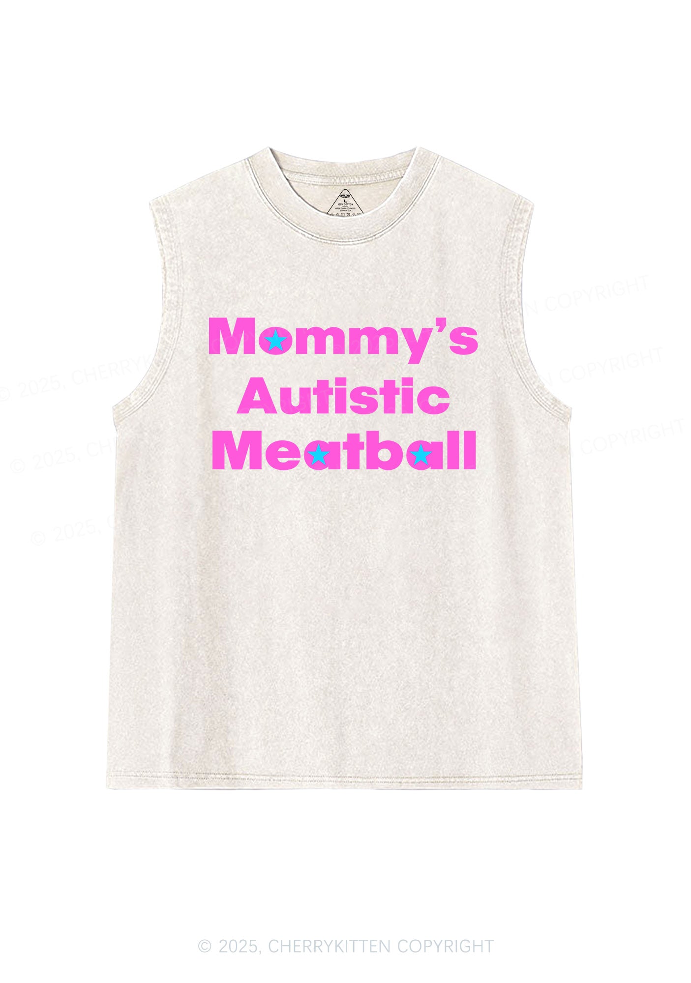 Mommys Autistic Meatball Y2K Washed Muscle Tank Cherrykitten