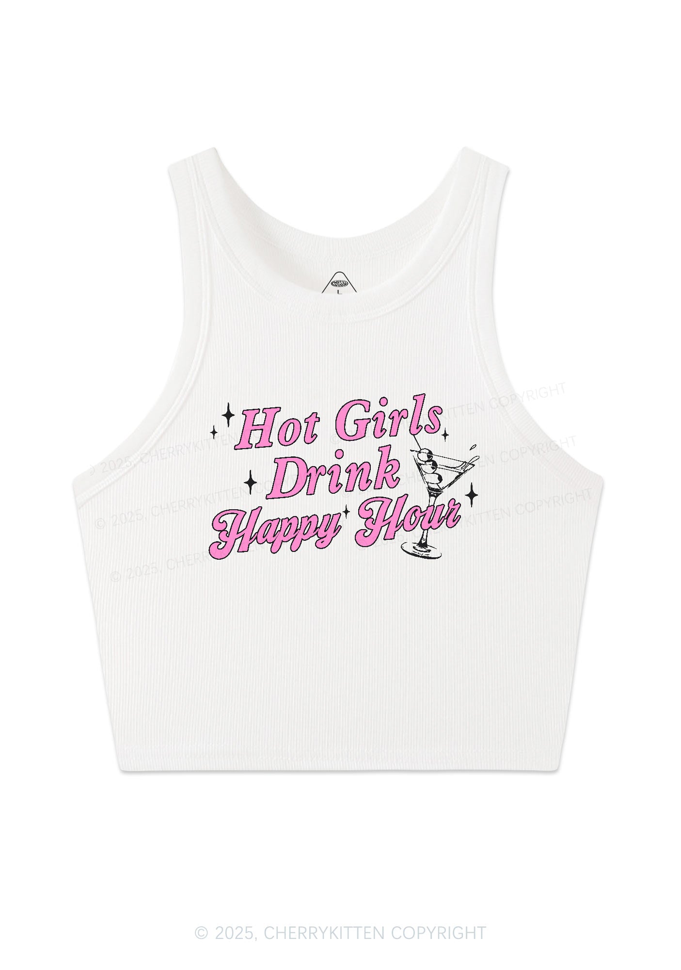 Hot Girls Drink Happy Hour Y2K Crop Tank Top Cherrykitten