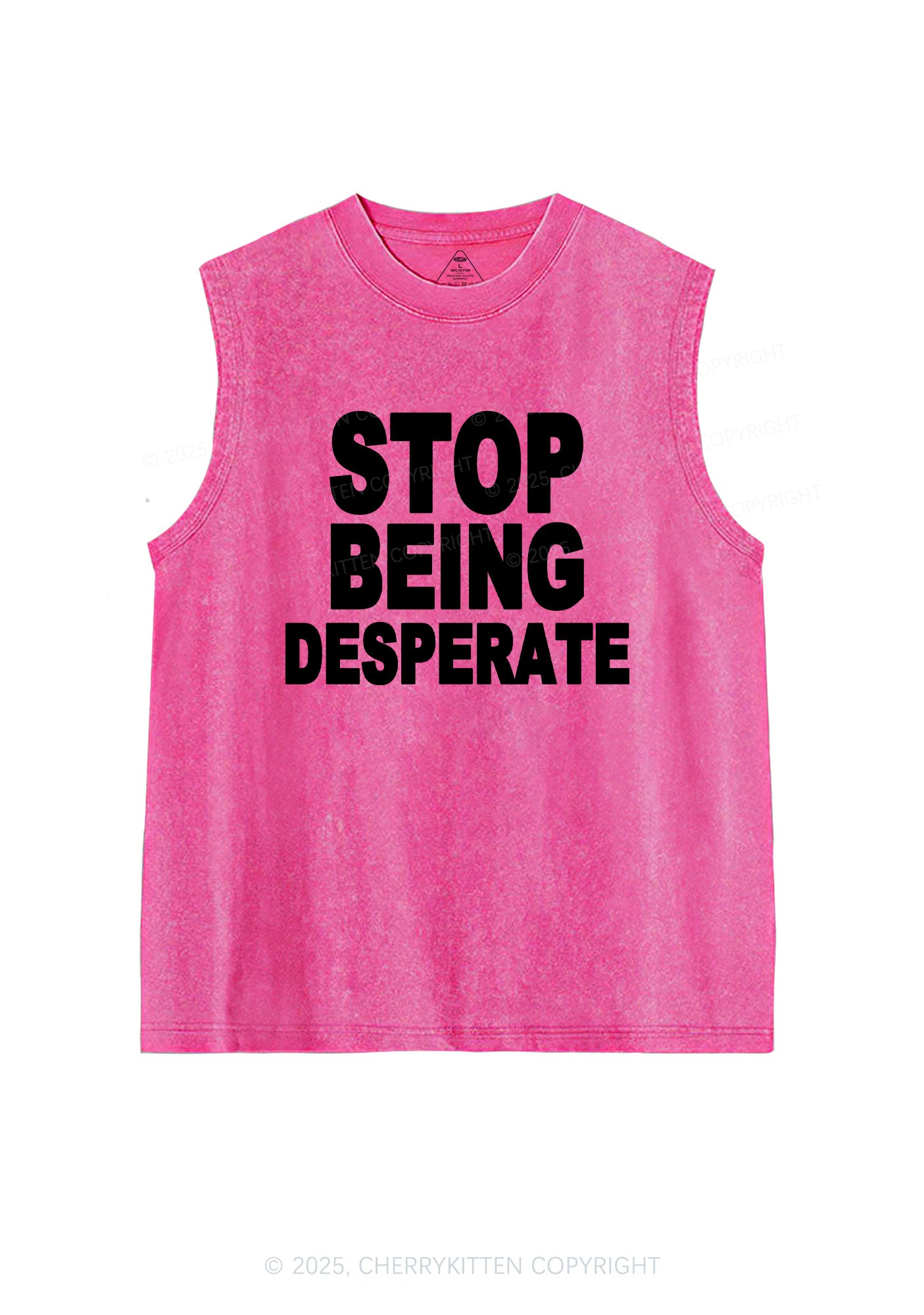 Stop Being Desperate Y2K Washed Muscle Tank Cherrykitten