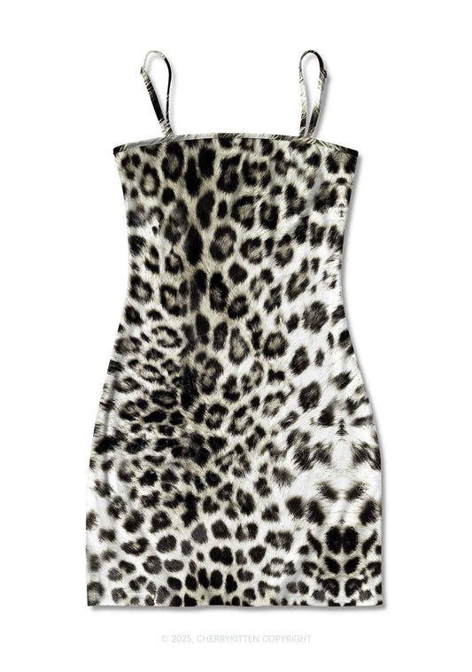 Wild Leopard Y2K Print Slip Dress Cherrykitten