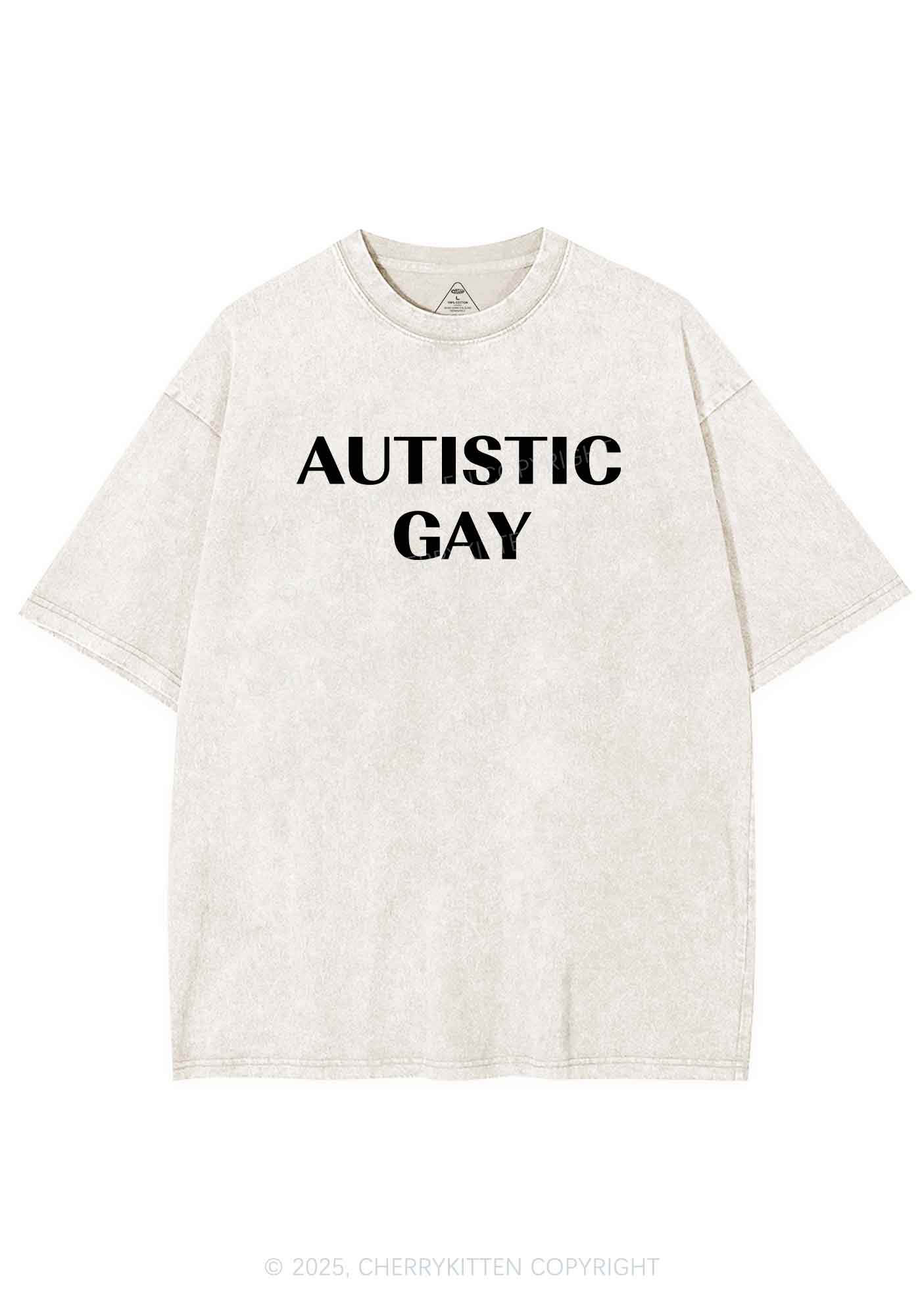 Autistic Gay Pride Y2K Shirts Washed Tee Cherrykitten