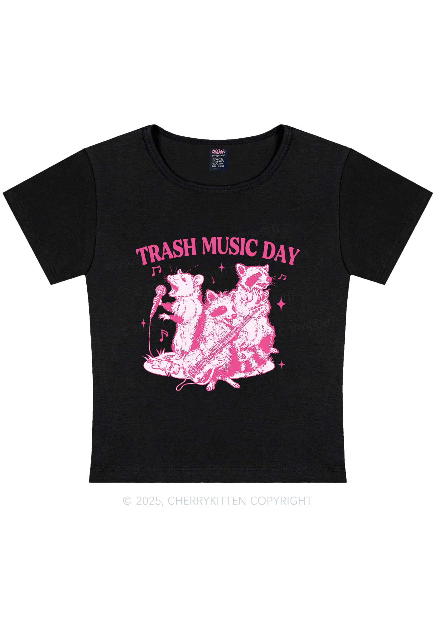 Trash Music Day Y2K Baby Tee Cherrykitten
