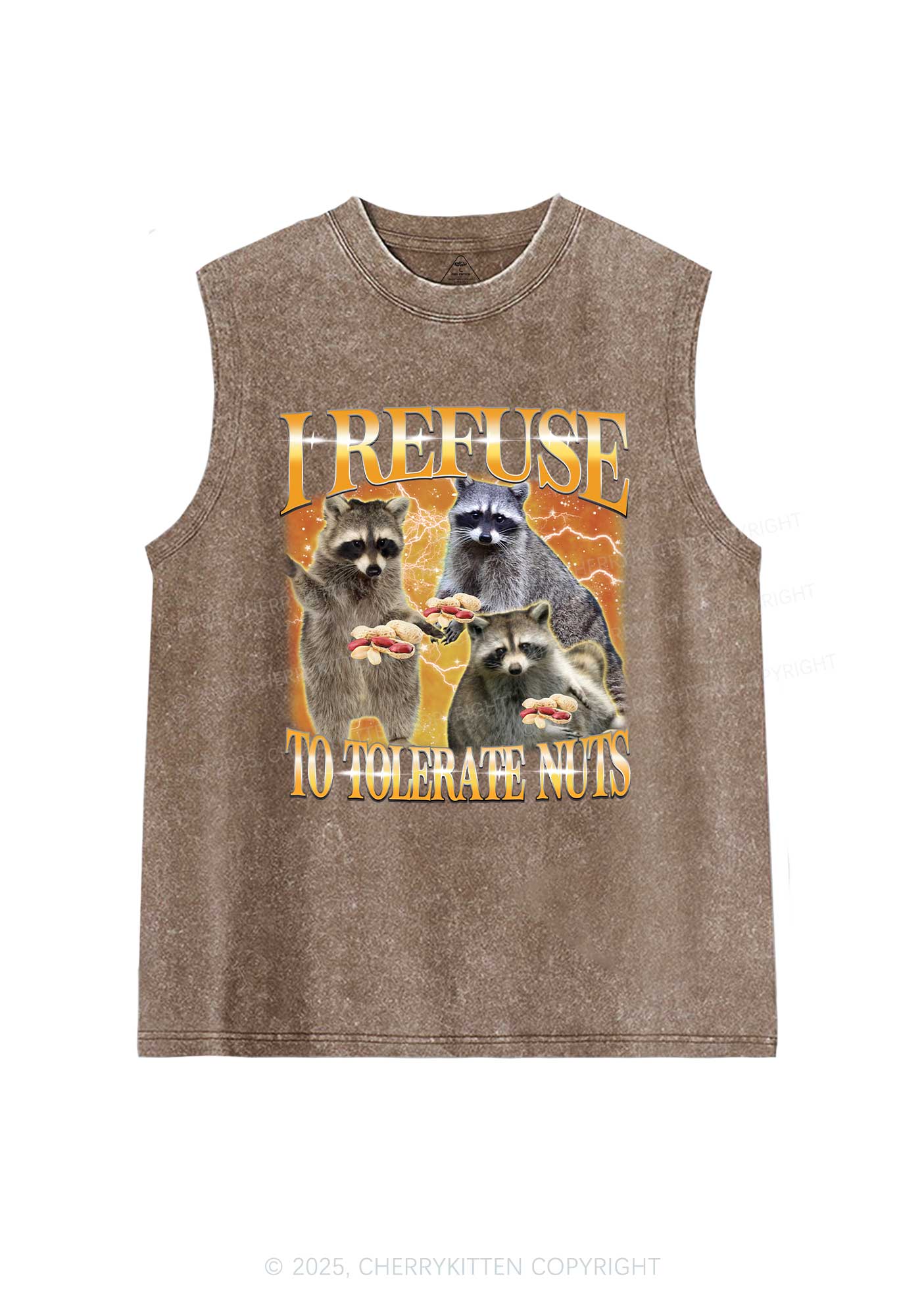 Retro Raccoon Nuts Y2K Washed Muscle Tank Cherrykitten