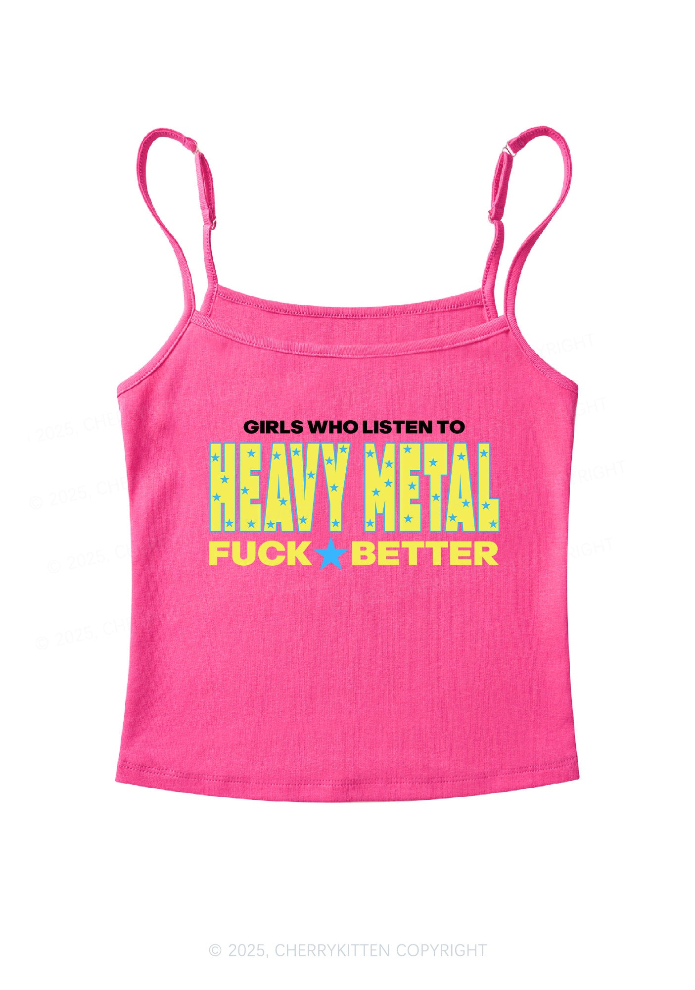 Girls Listen Heavy Metal Y2K Spaghetti Strap Cami Cherrykitten