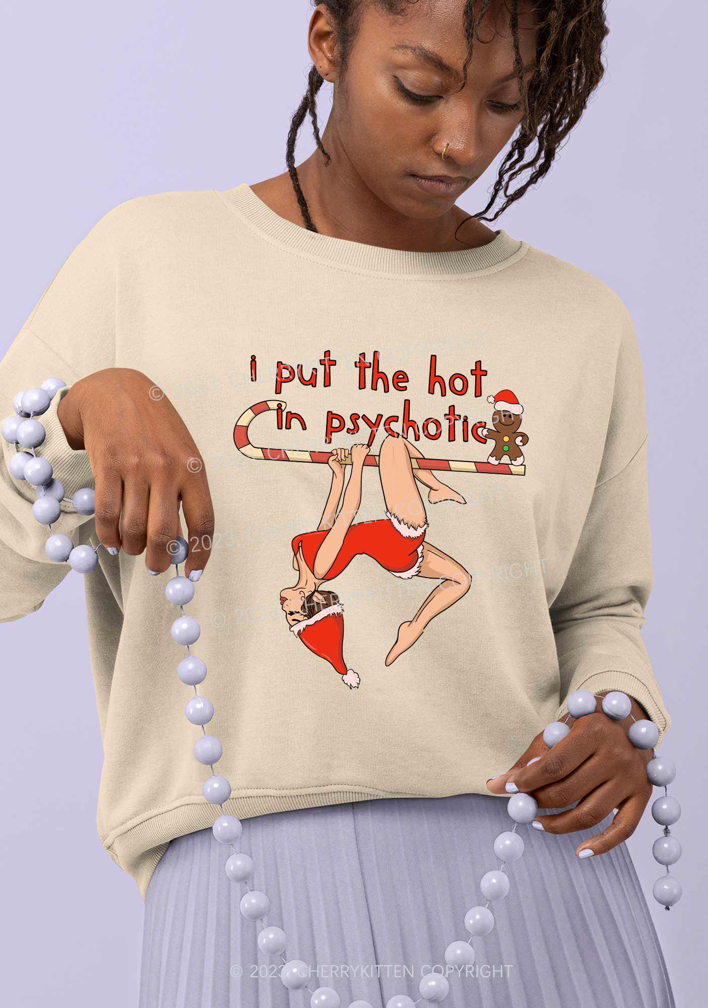 Christmas Yoga Girl Y2K Sweatshirt Cherrykitten