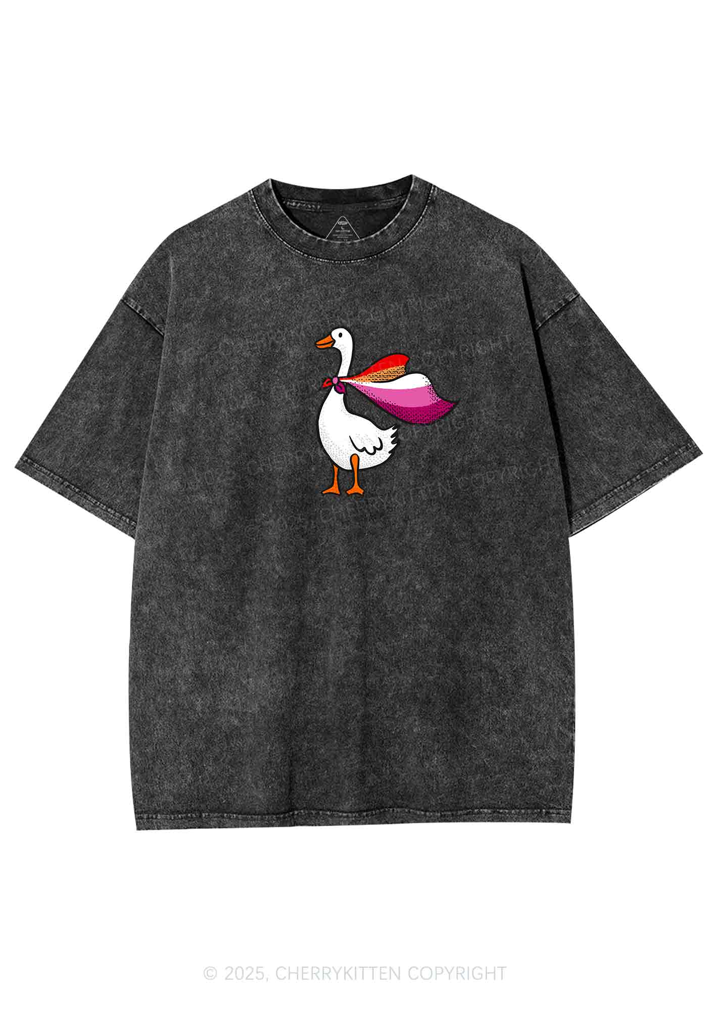 Lesbian Goose Pride Y2K Shirts Washed Tee Cherrykitten