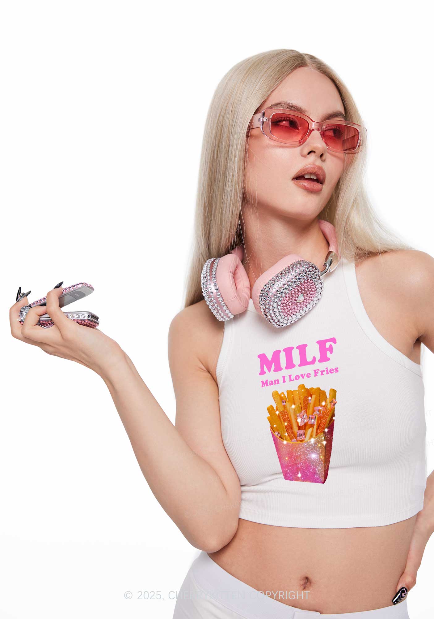 Man I Love Fries Y2K Crop Tank Top Cherrykitten