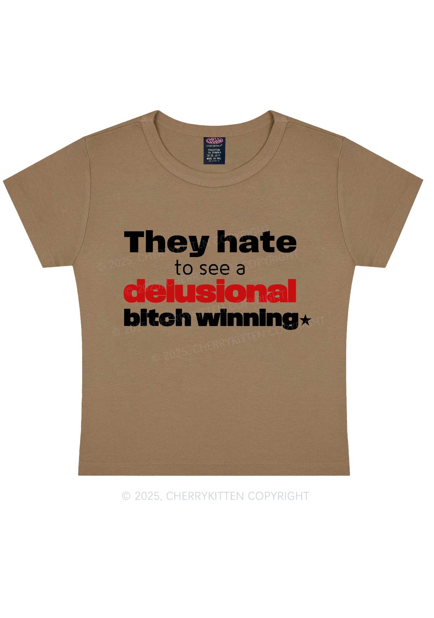 Delusional Bxtch Winning Y2K Baby Tee Cherrykitten