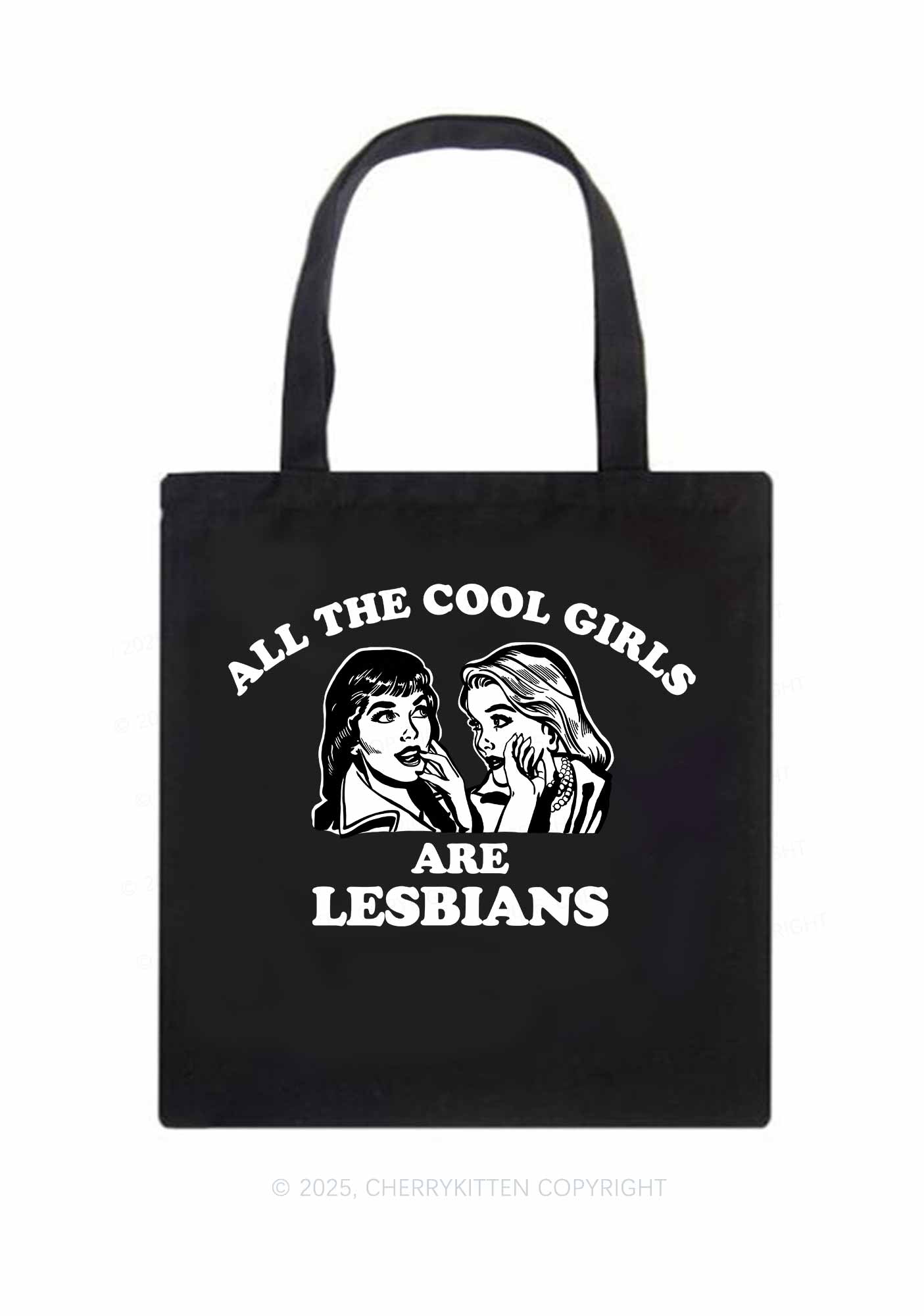 Cool Girls Lesbians Pride Y2K Canvas Tote Bag Cherrykitten