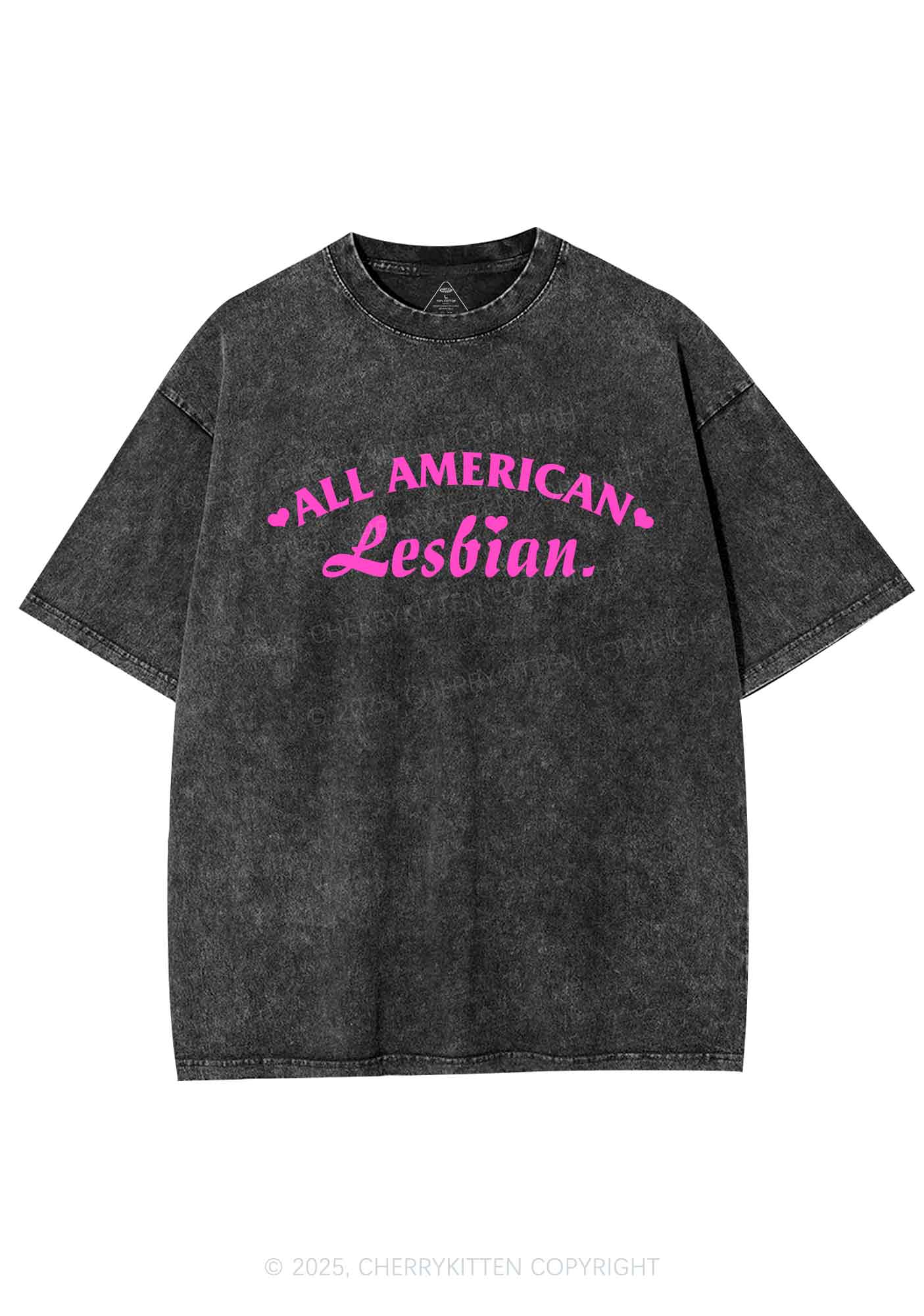 All American Lesbian Y2K Shirts Washed Tee Cherrykitten