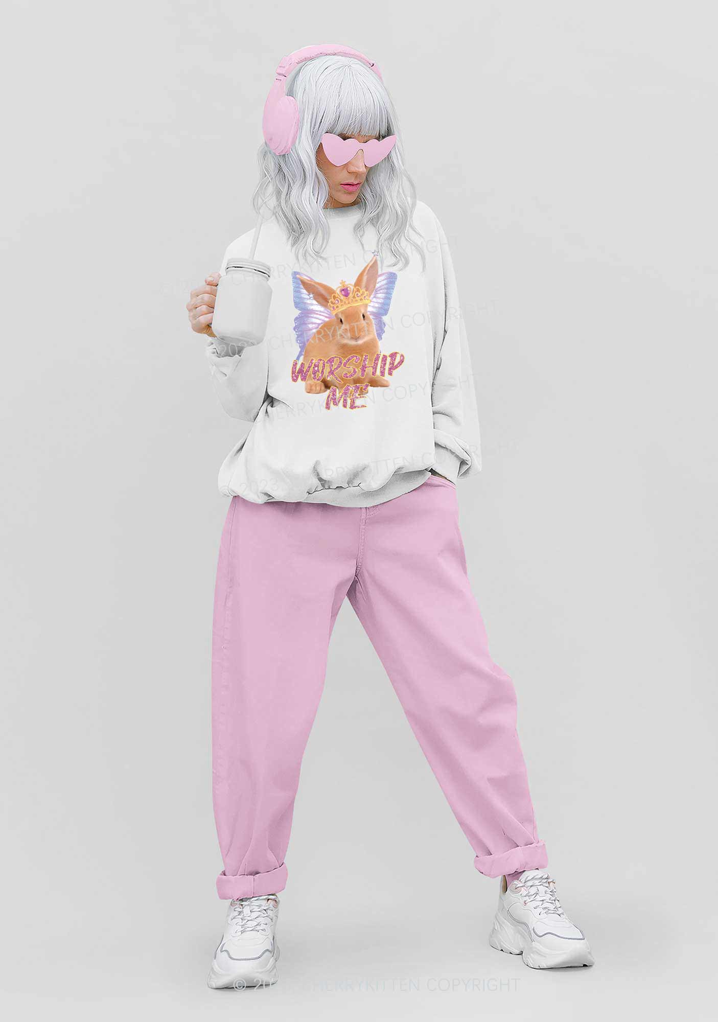 Worship Me Y2K Sweatshirt Cherrykitten