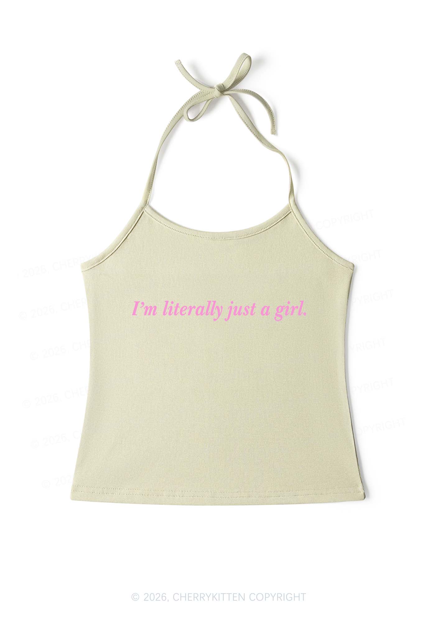 Literally Just A Girl Y2K Halter Neck Cami Cherrykitten