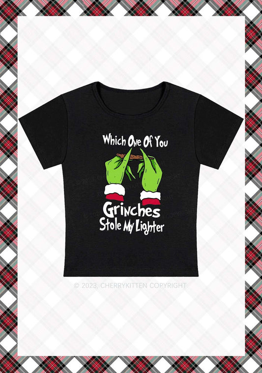 Which One Of You Stole My Lighter Christmas Baby Tee Cherrykitten