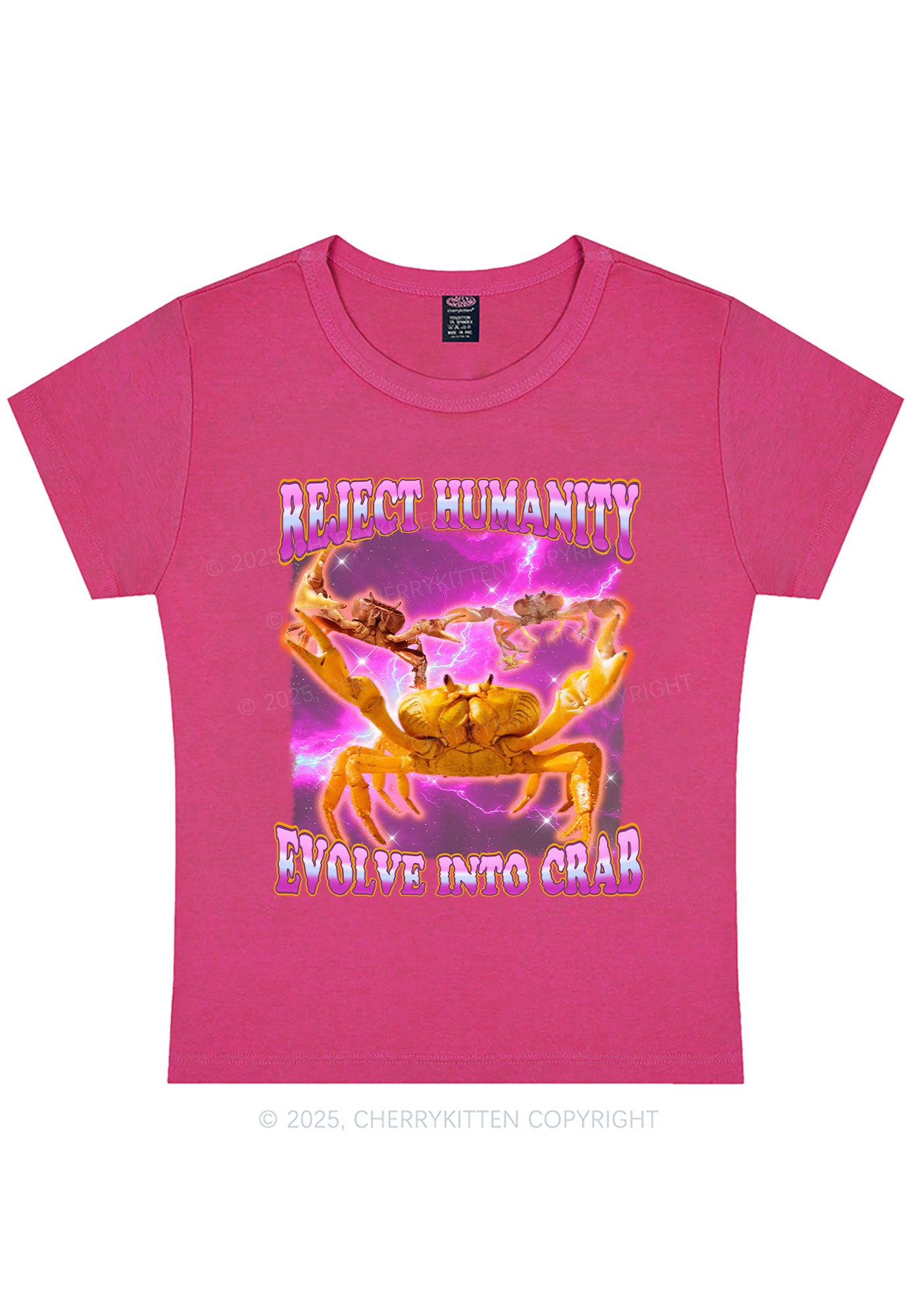 Reject Humanity Crab Y2K Baby Tee Cherrykitten