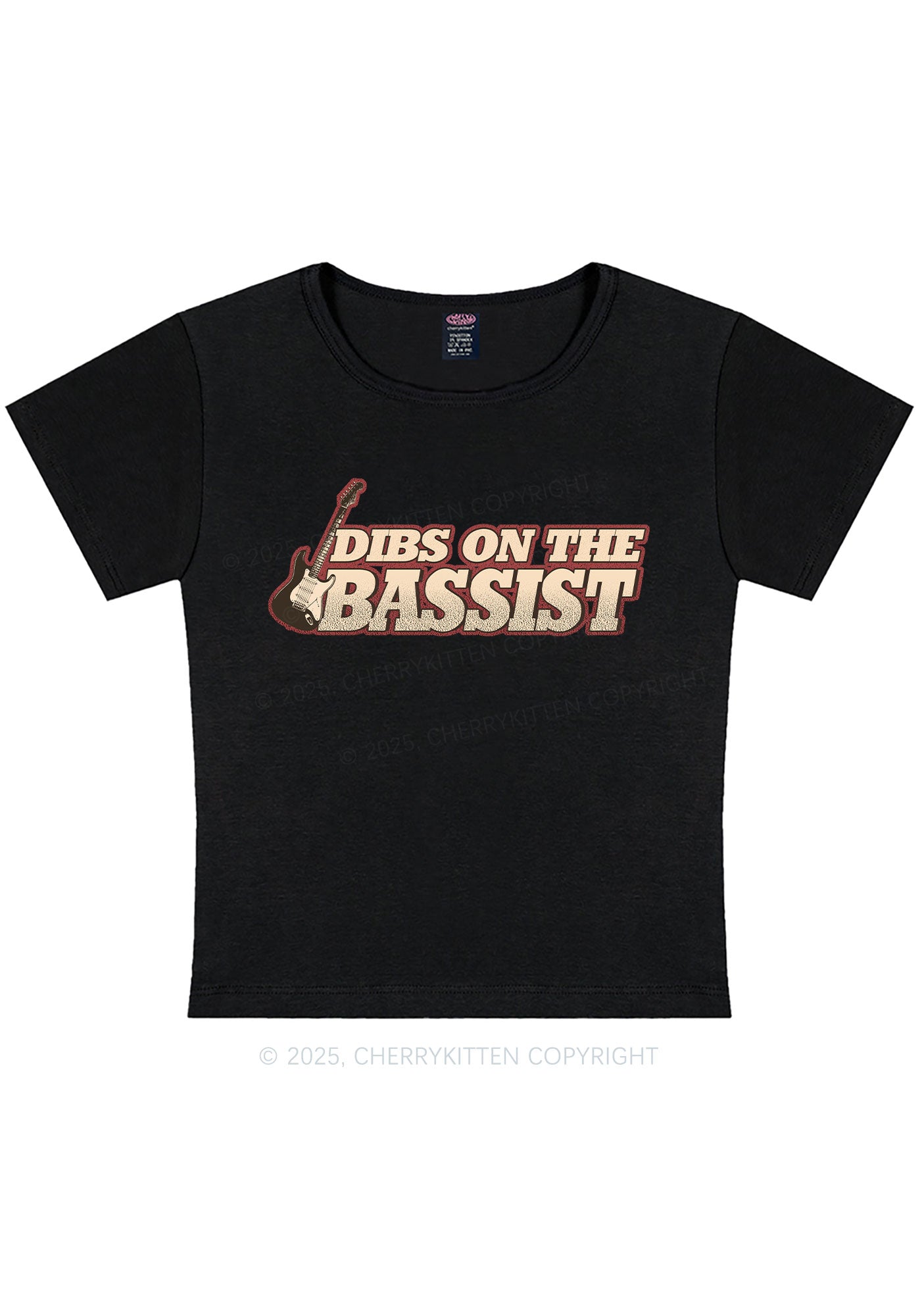 Dibs On The Bassist Y2K Baby Tee Cherrykitten