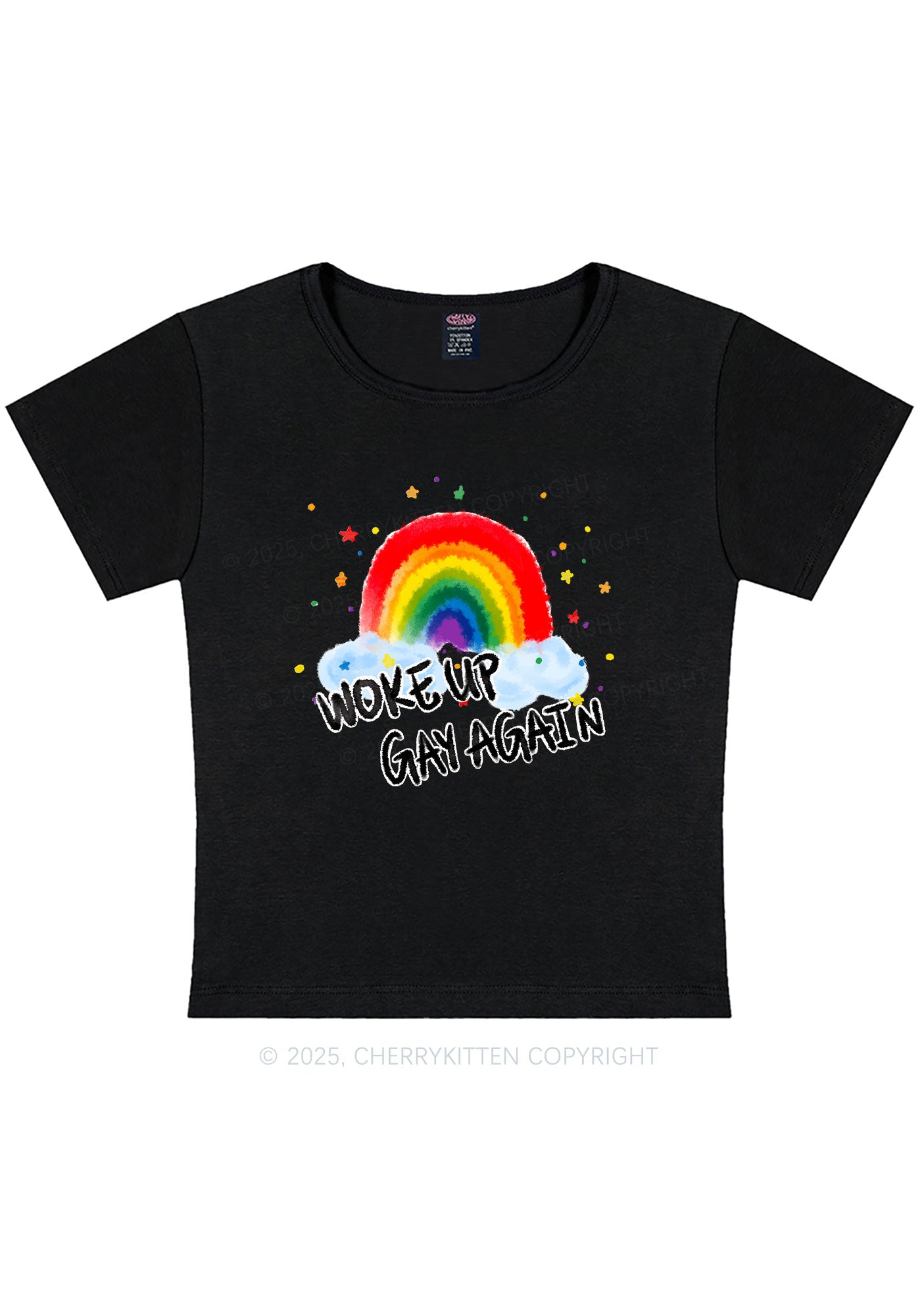 Woke Up Gay Again Y2K Baby Tee Cherrykitten