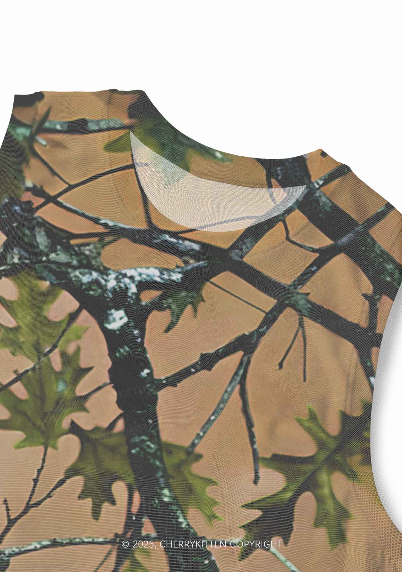 Branches Camouflage Y2K Mesh Muscle Tank Cherrykitten