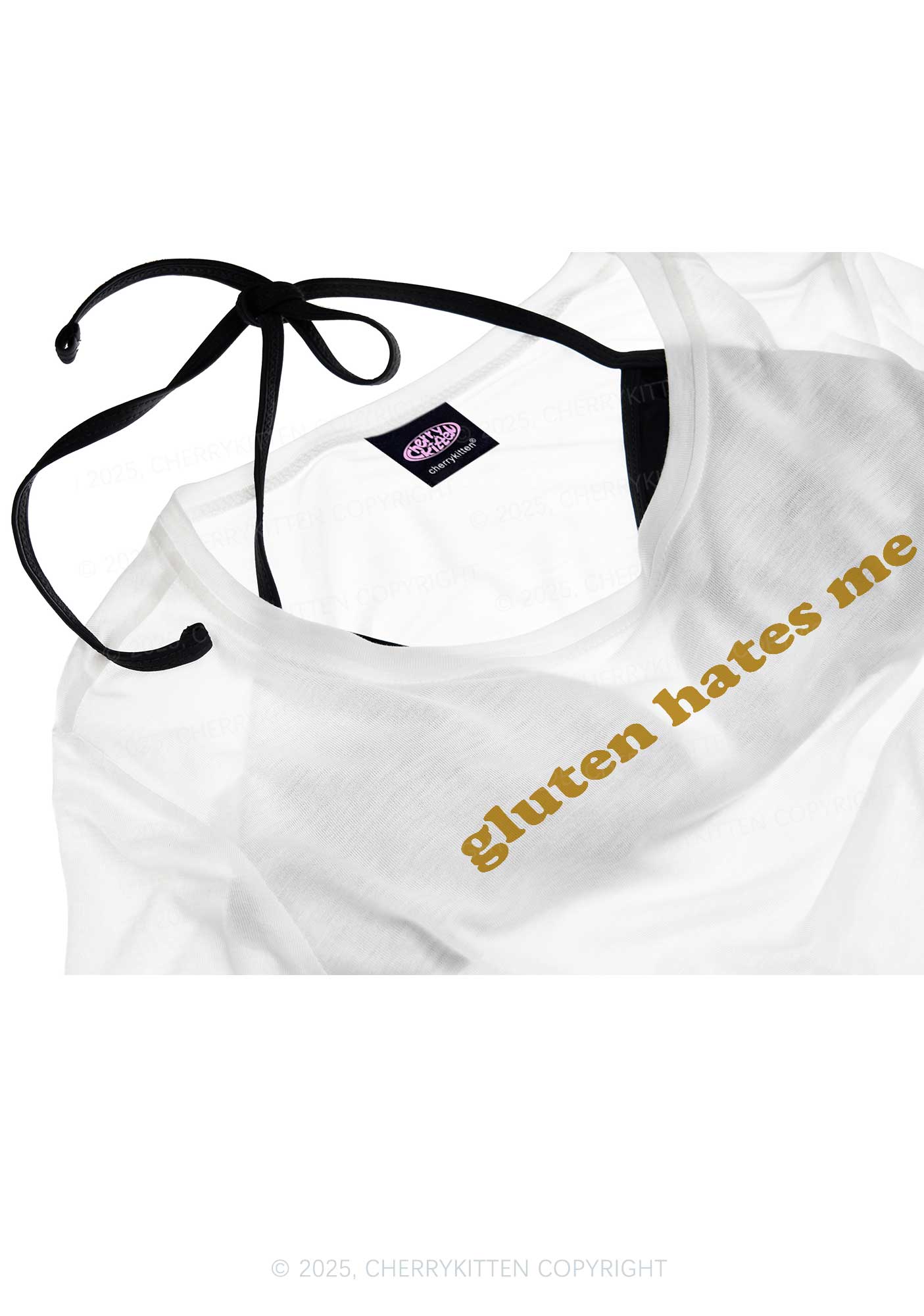 Gluten Hates Me Y2K Sheer Boyfriend Tee Cherrykitten