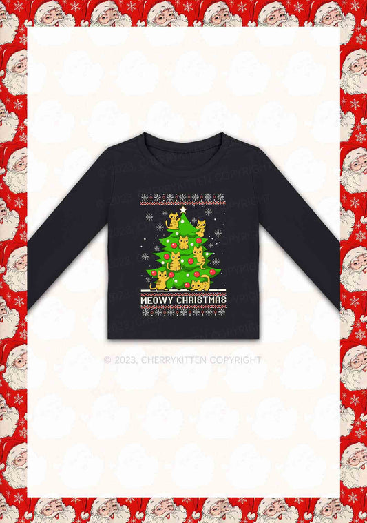 Snowflake Meowy Christmas Tree Y2K Long Sleeve Crop Top Cherrykitten