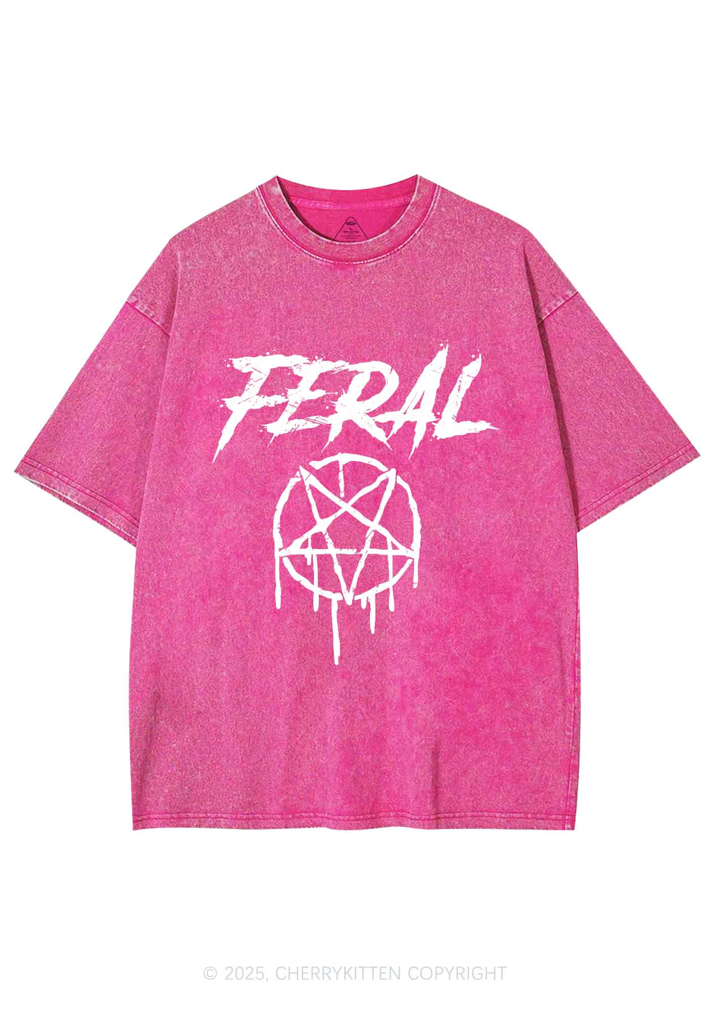 Halloween Feral Y2K Shirts Washed Tee Cherrykitten