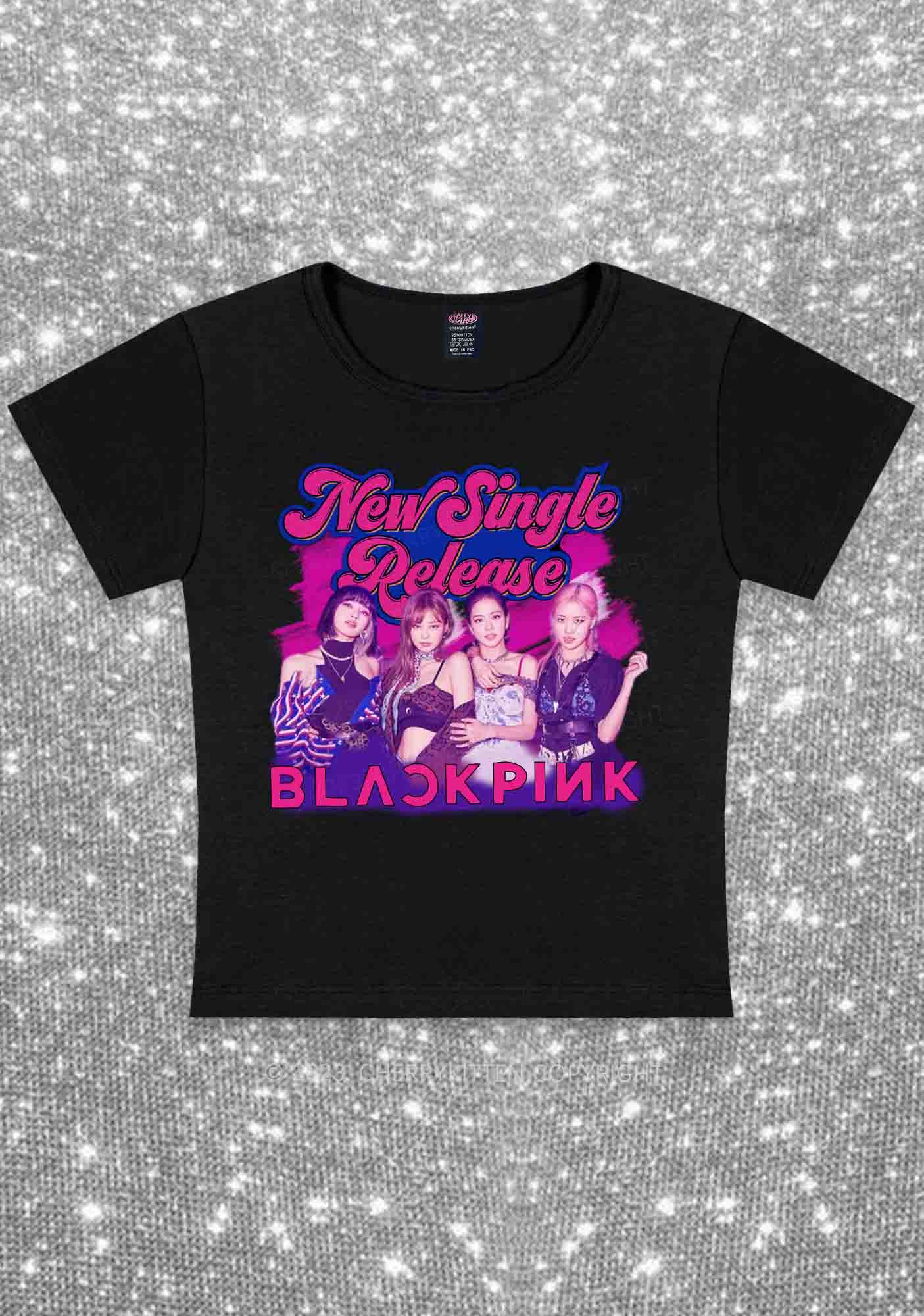 BP New Single Release Kpop Y2K Baby Tee Cherrykitten