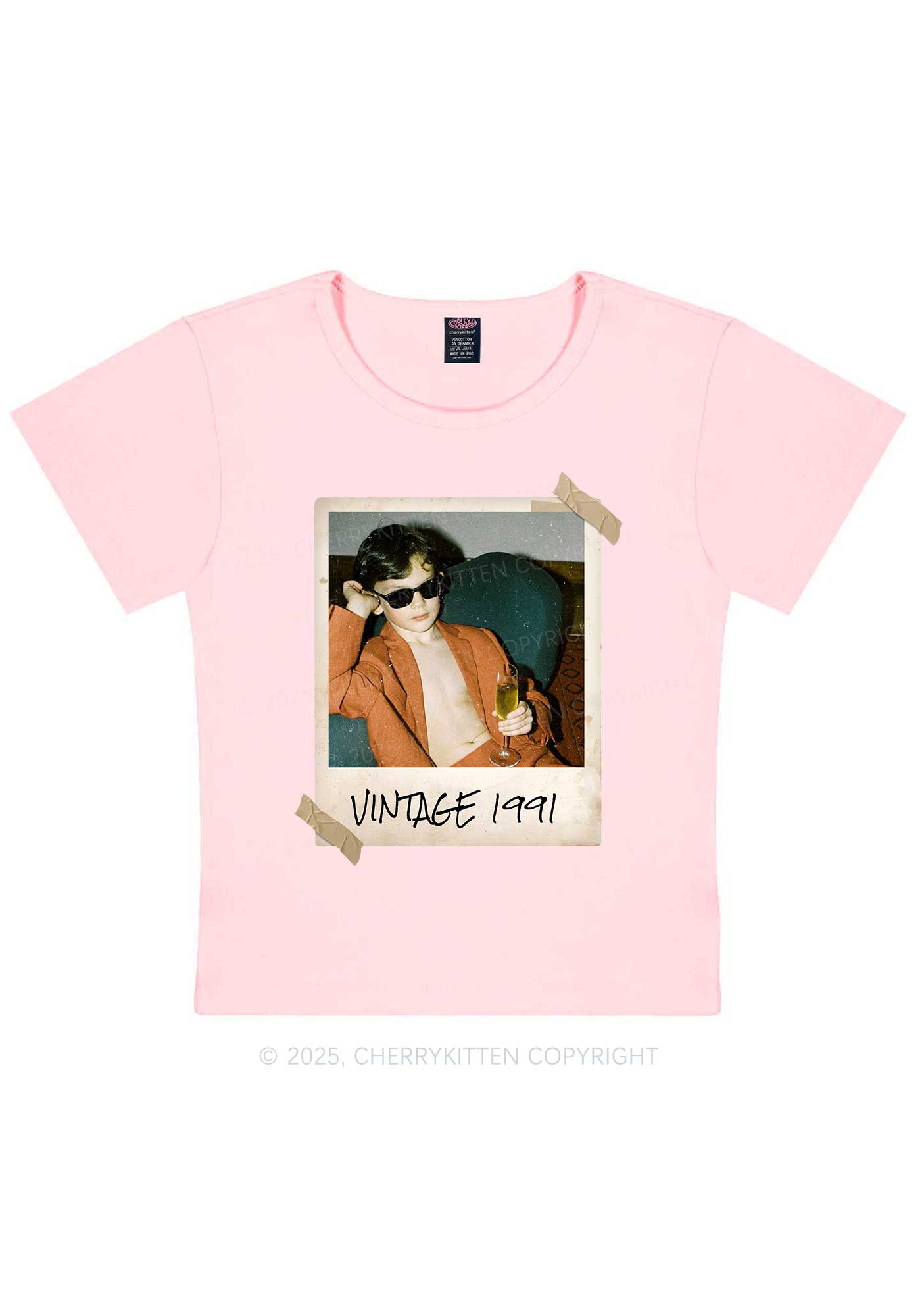 Custom Vintage Photo And Year Y2K Baby Tee Cherrykitten