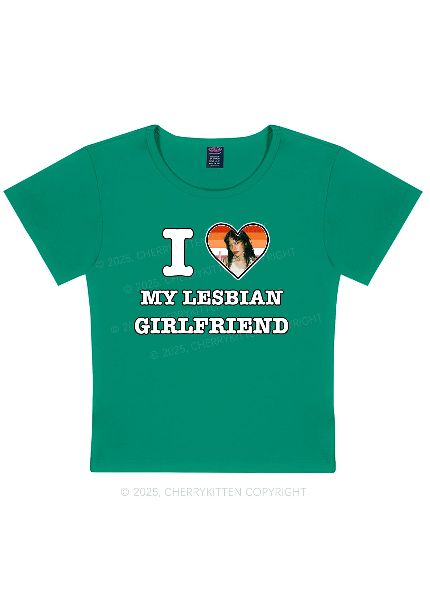 Custom My Lesbian GF Pride Y2K Baby Tee Cherrykitten