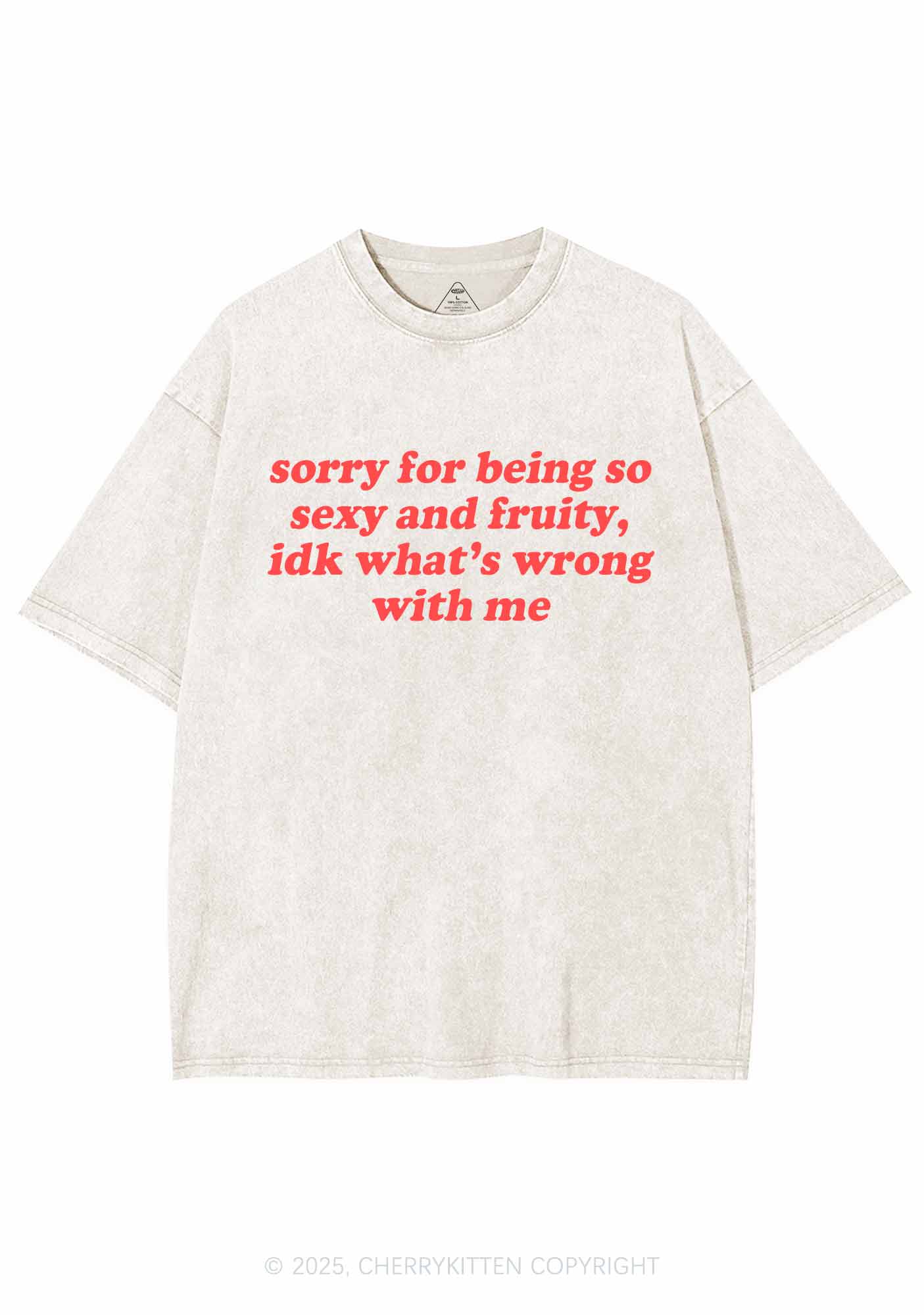 Sorry For Being So Fruity Y2K Shirts Washed Tee Cherrykitten