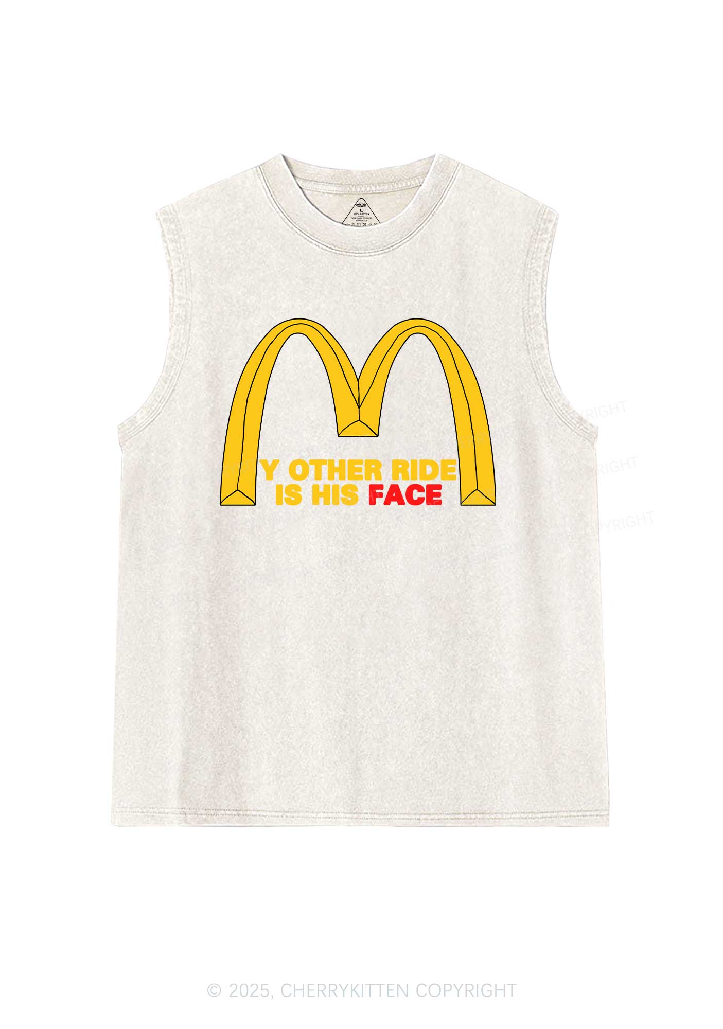 Ride His Face Y2K Washed Muscle Tank Cherrykitten