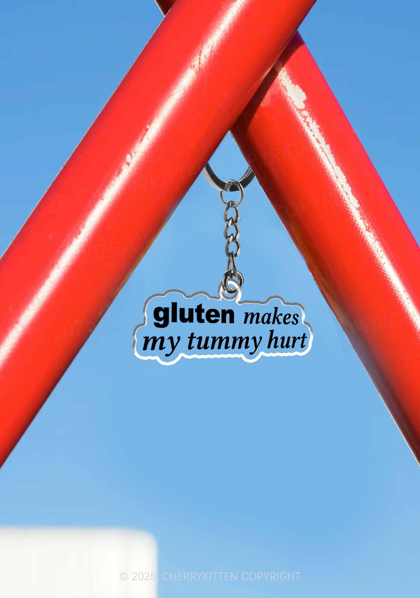 Gluten Makes Tummy Hurt 1Pc Y2K Keychain Cherrykitten