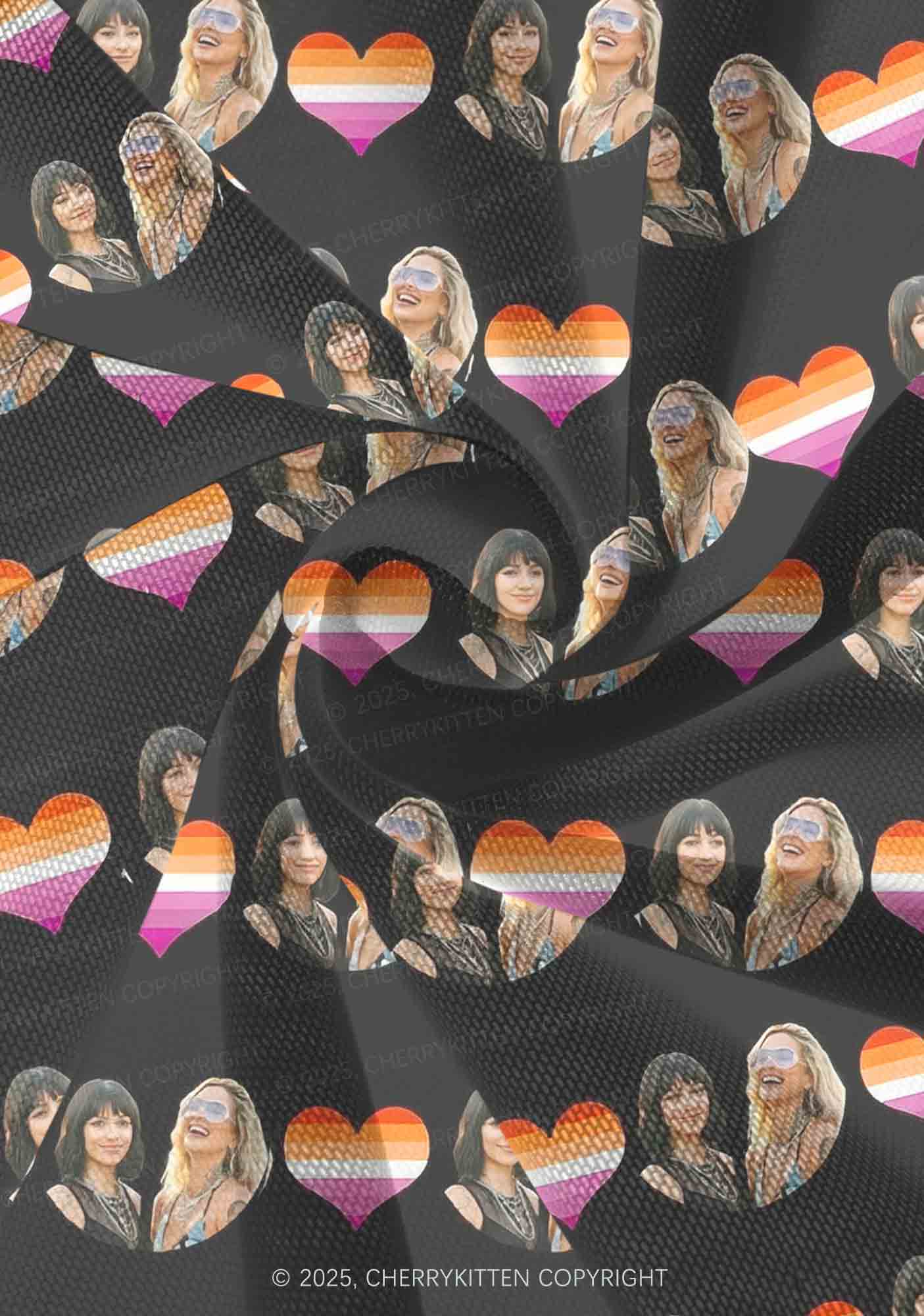 Custom Lesbian Couple Photo Valentine's Day Y2K Print Mini Layered Skirt Cherrykitten