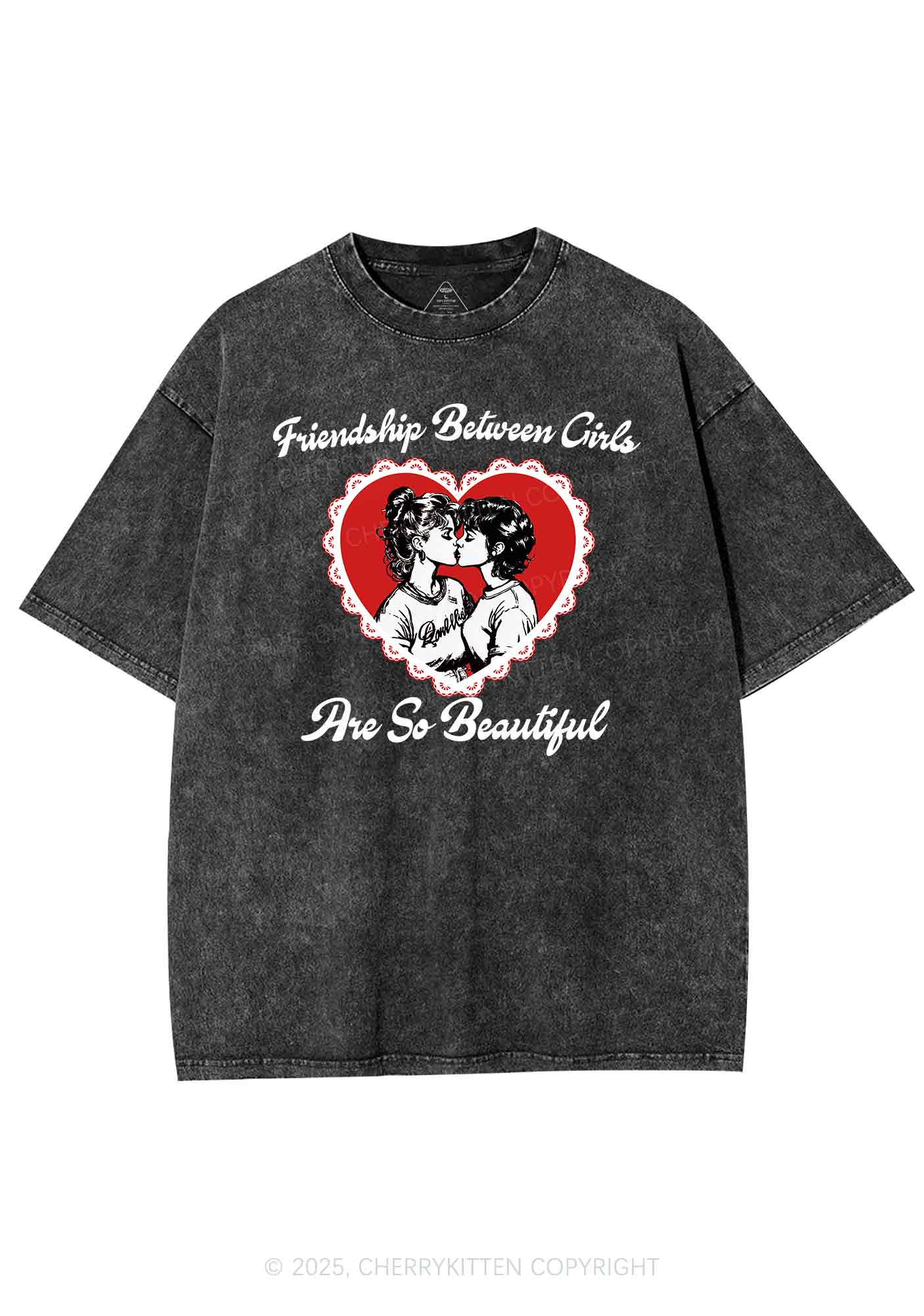 Friendship Between Girls Pride Y2K Shirts Washed Tee Cherrykitten