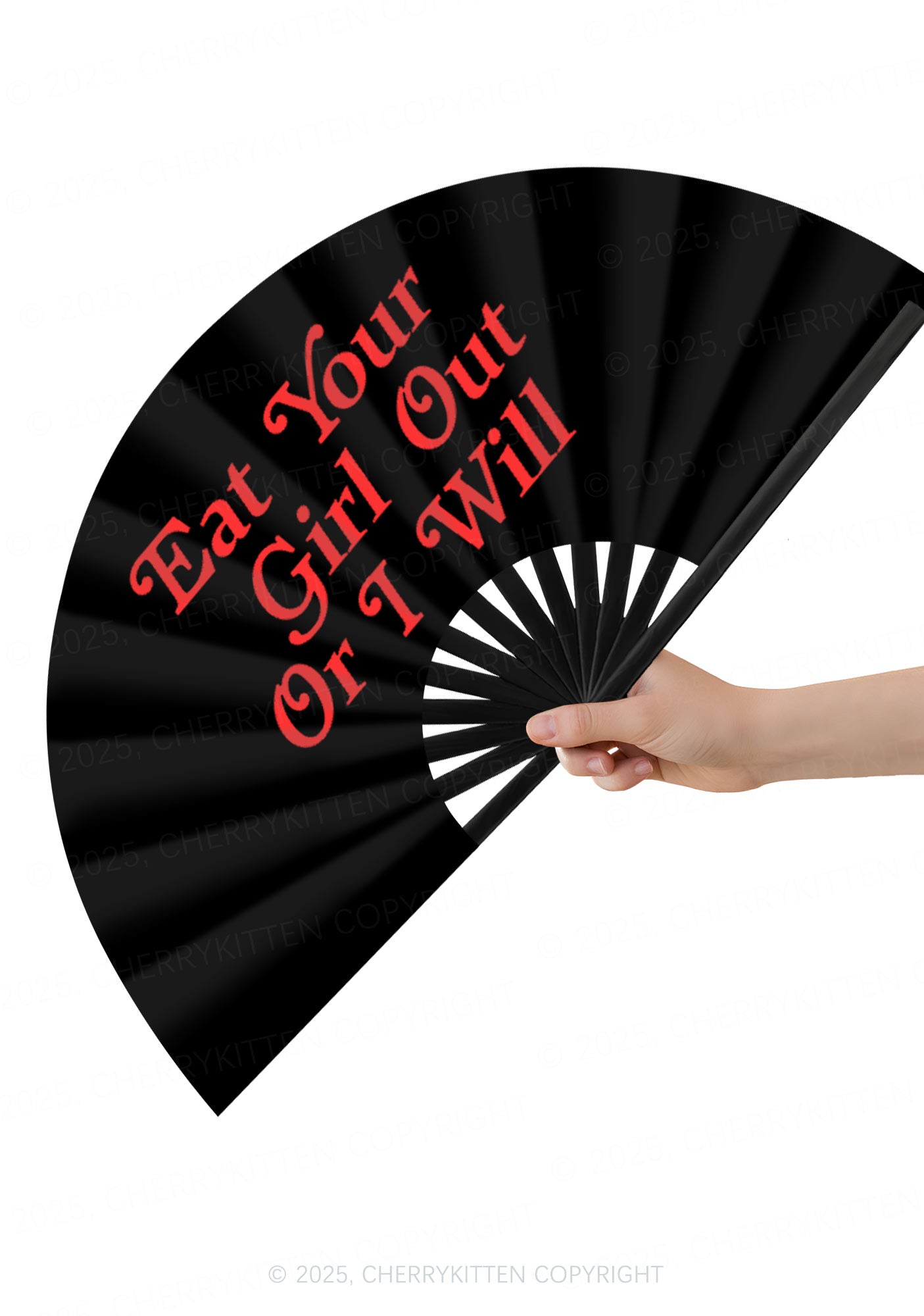 Eat Your Girl Out Y2K Rave Hand Fan Cherrykitten