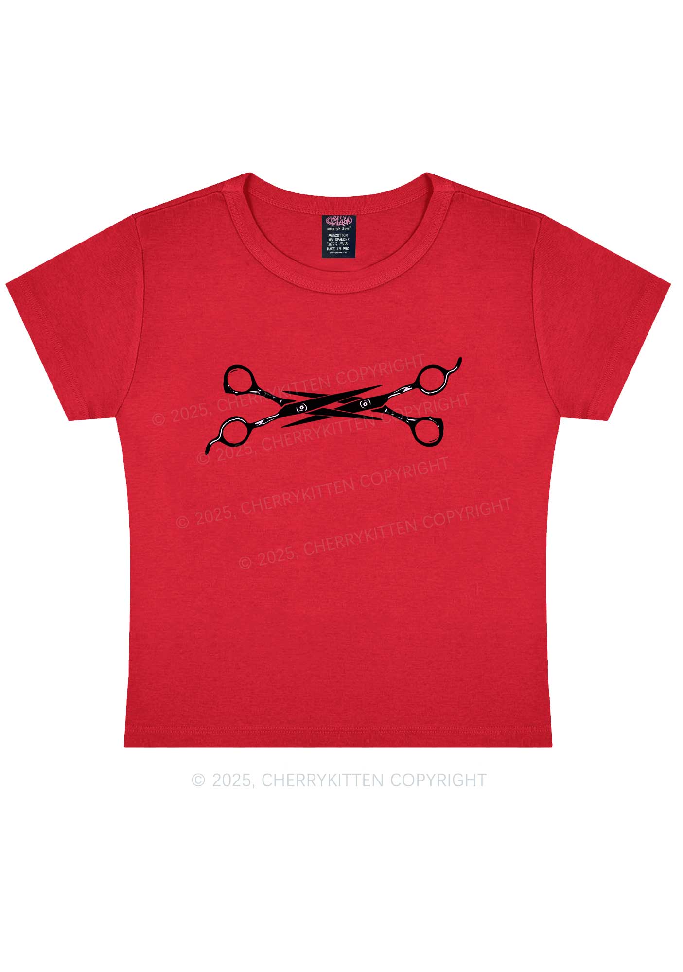 Pink Scissor Y2K Baby Tee Cherrykitten