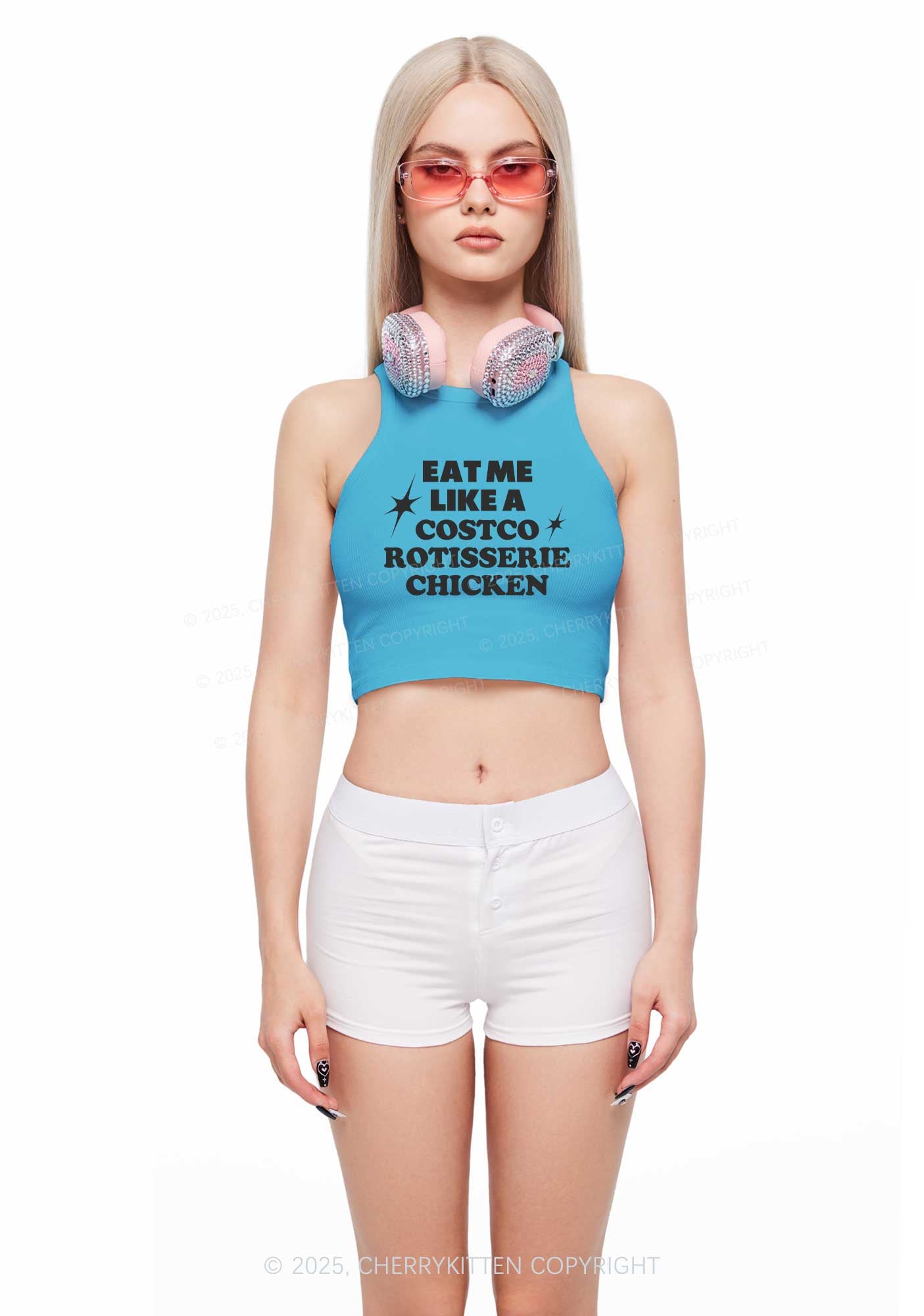 Eat Me Like Chicken Y2K Crop Tank Top Cherrykitten