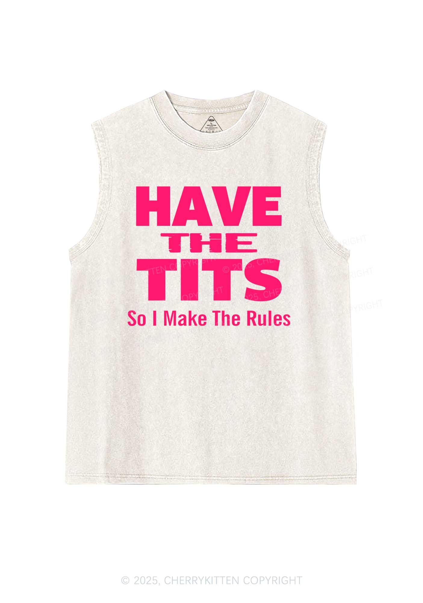 I Make Rules Y2K Washed Muscle Tank Cherrykitten