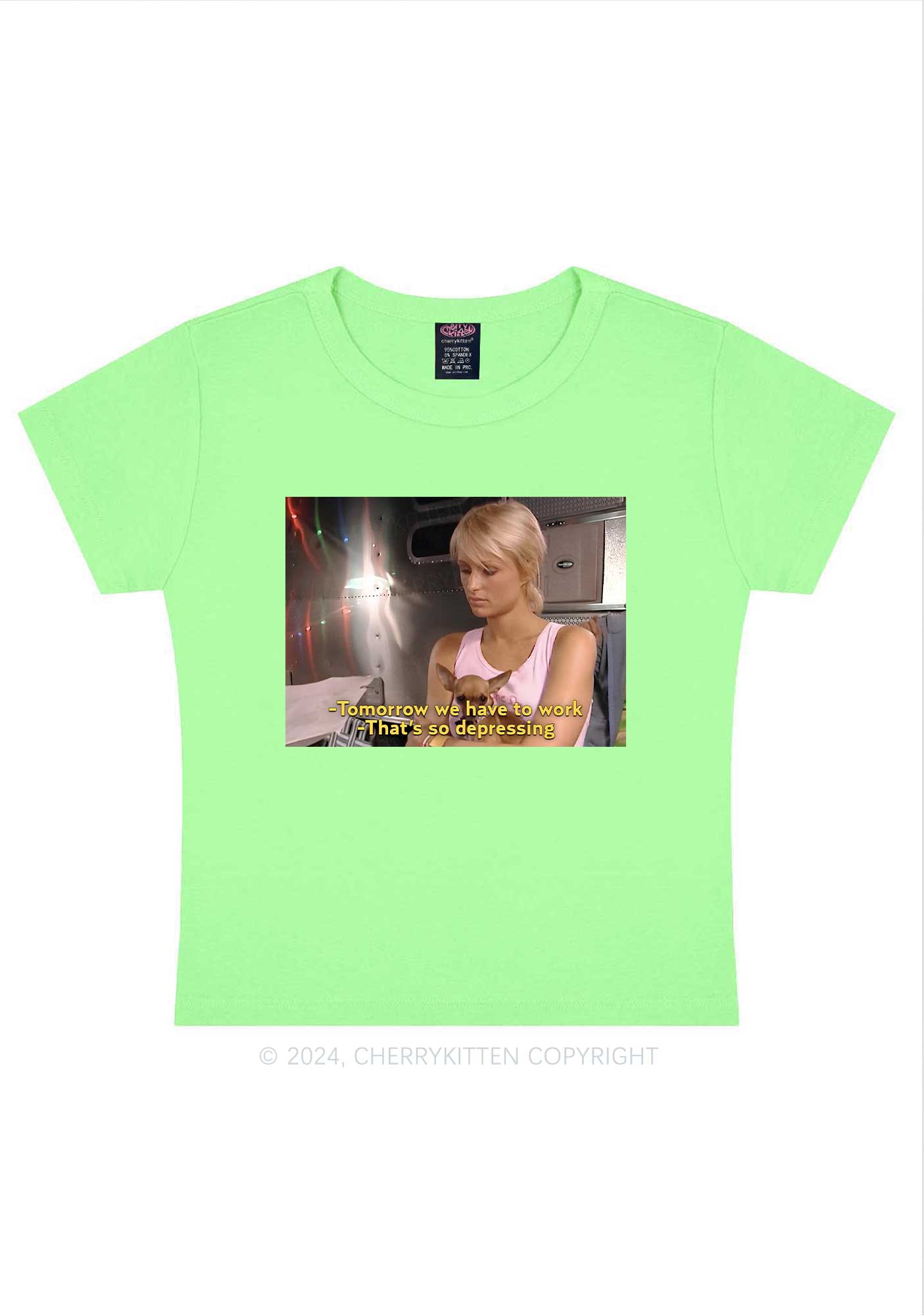We Have To Work Y2K Baby Tee Cherrykitten