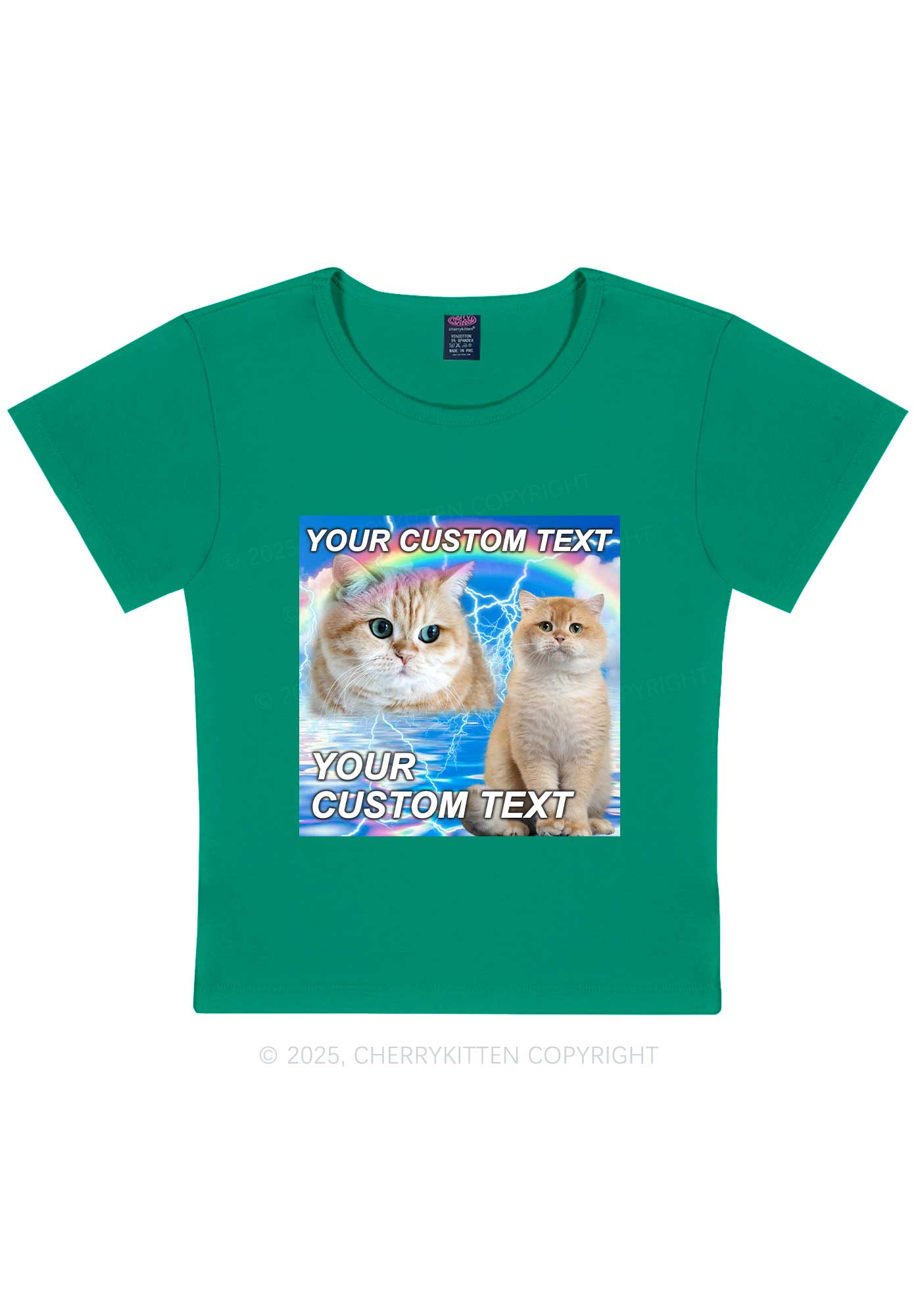 Custom Text Your Kitten Y2K Baby Tee Cherrykitten