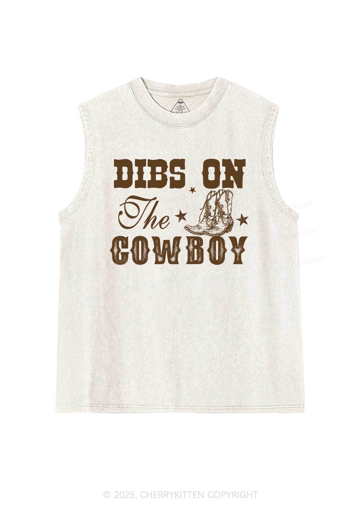 Dibs On The Cowboy Y2K Washed Muscle Tank Cherrykitten