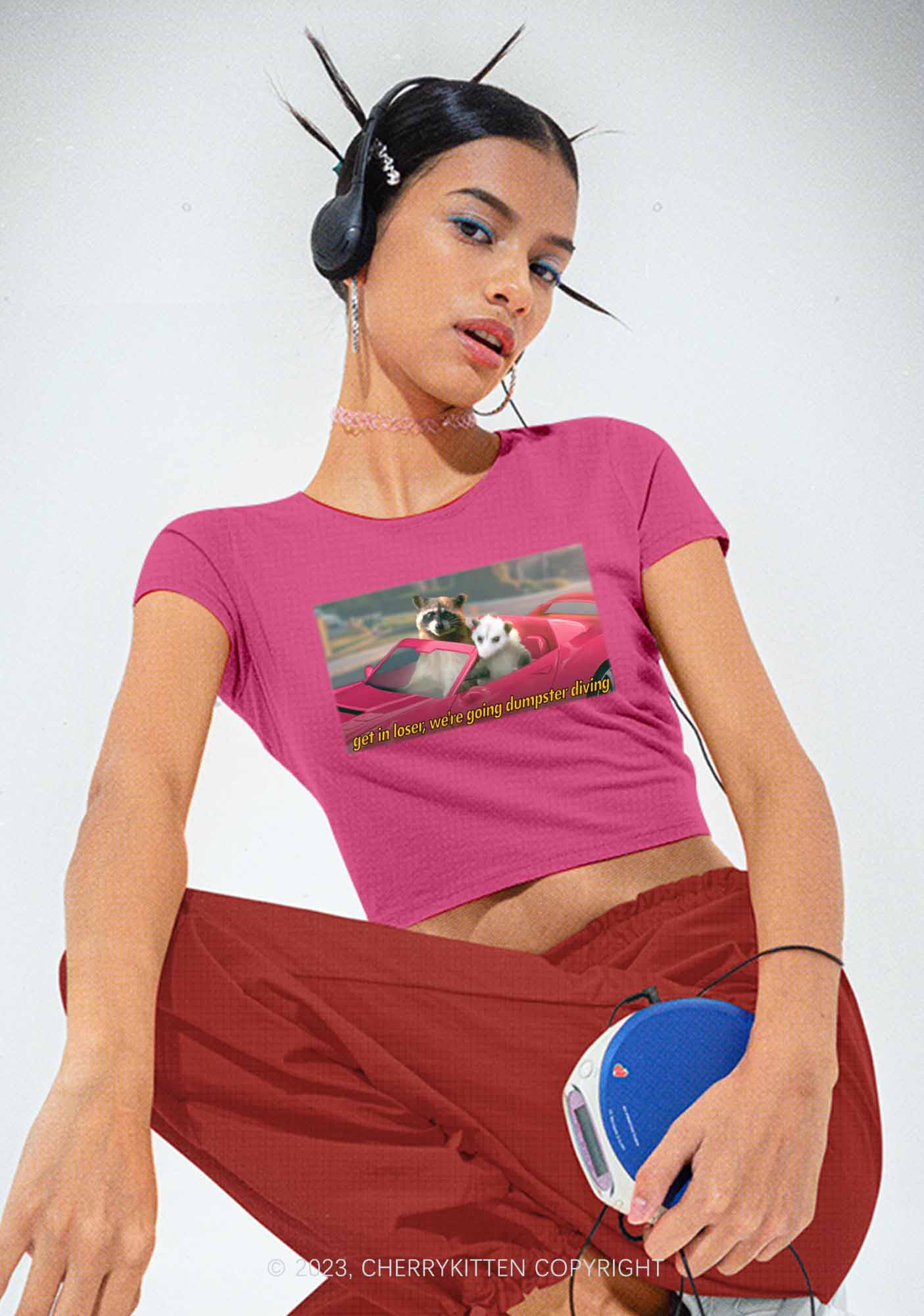 Get In Loser Y2K Baby Tee Cherrykitten